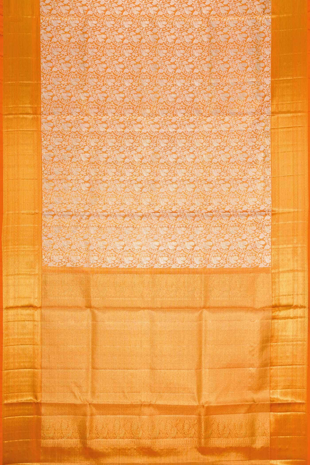 Orange Dual Tone Kanchipuram Tissue Silk Saree