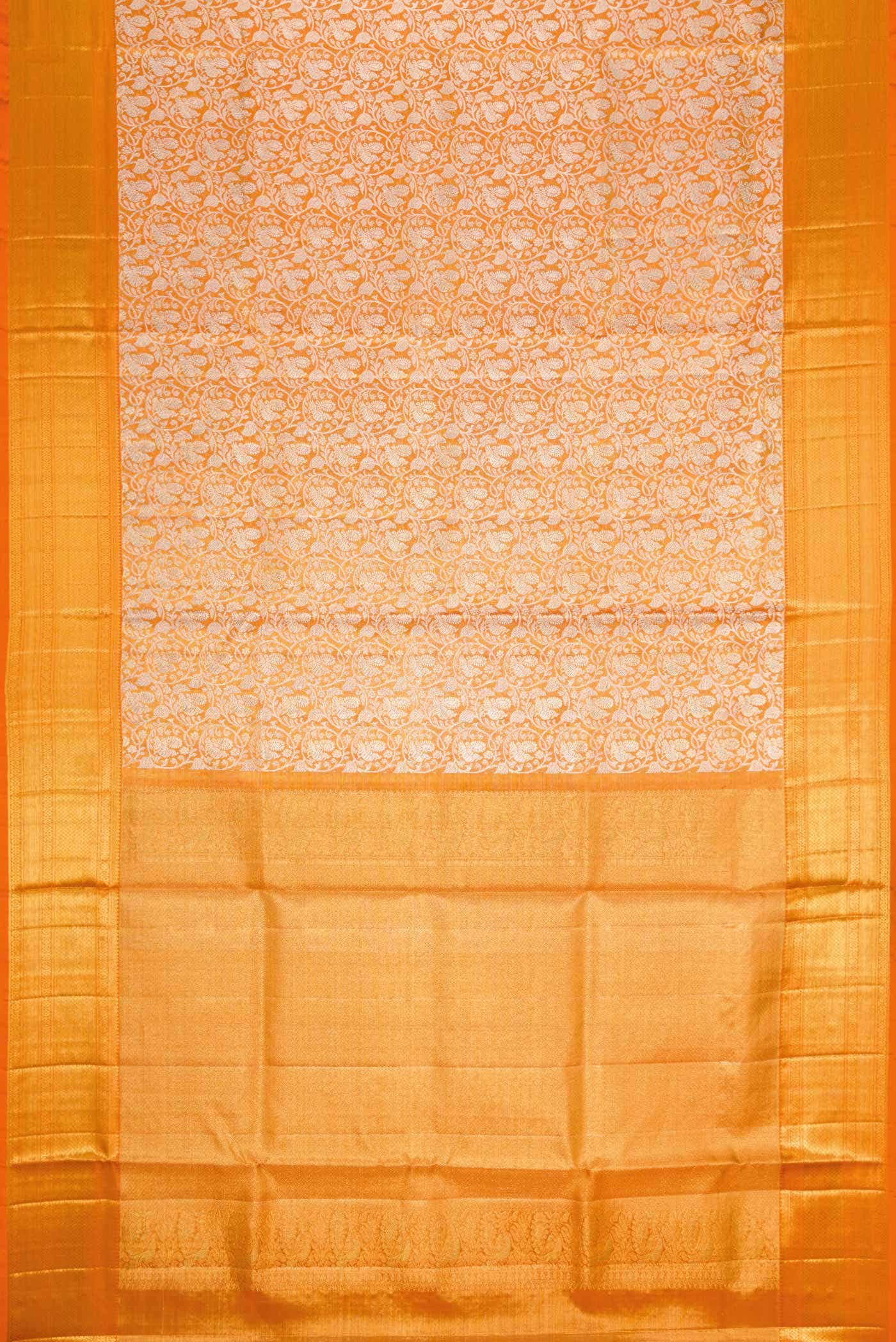 Orange Dual Tone Kanchipuram Tissue Silk Saree