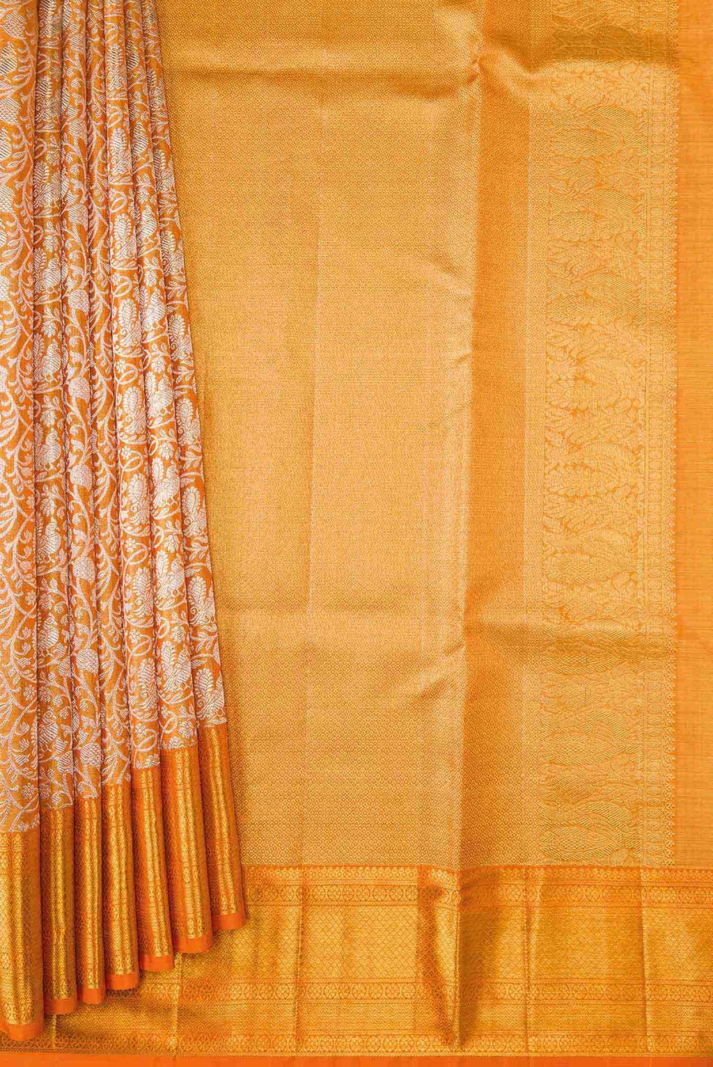 Orange Dual Tone Kanchipuram Tissue Silk Saree