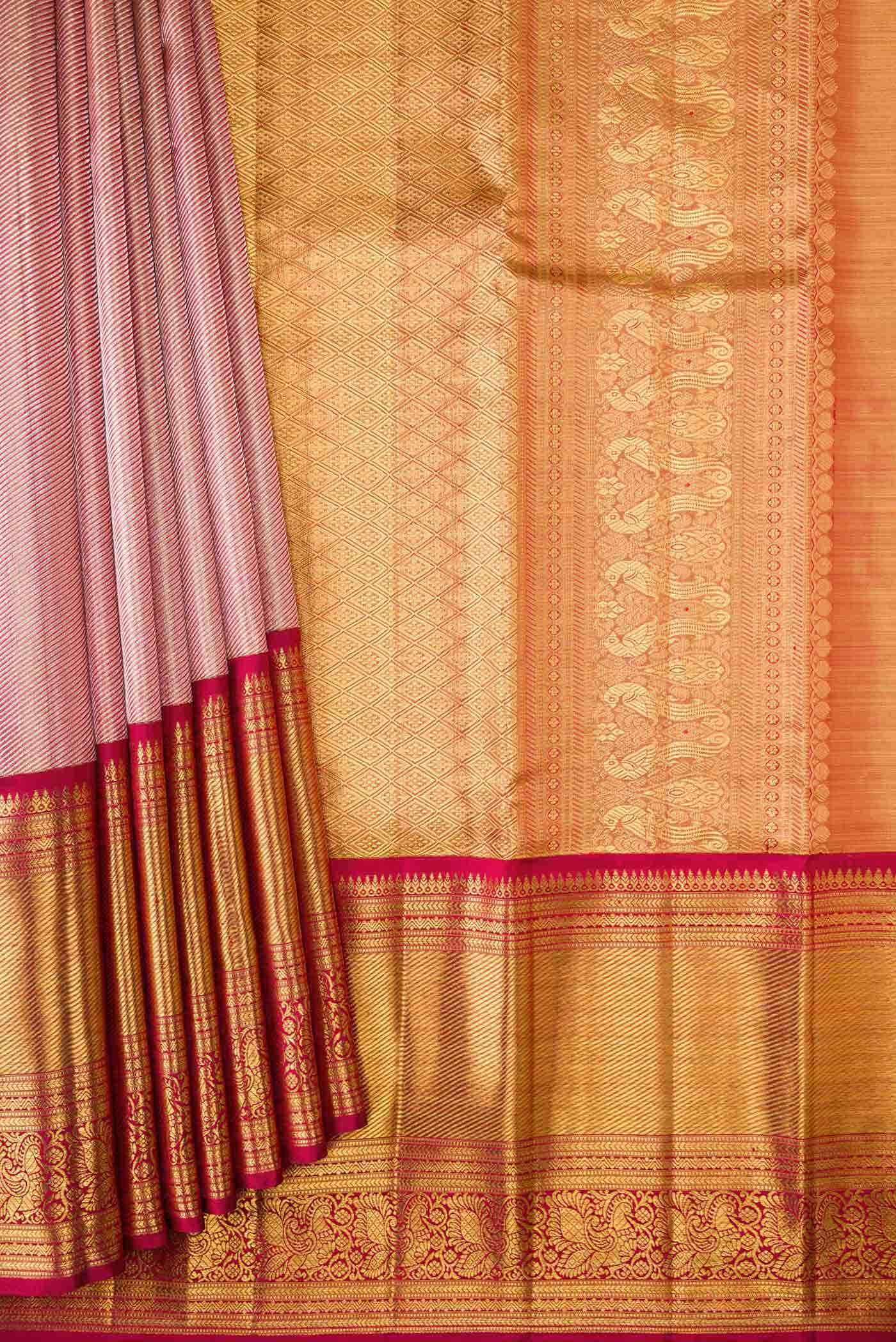 Pink Dual Tone Kanchipuram Tissue Silk Saree