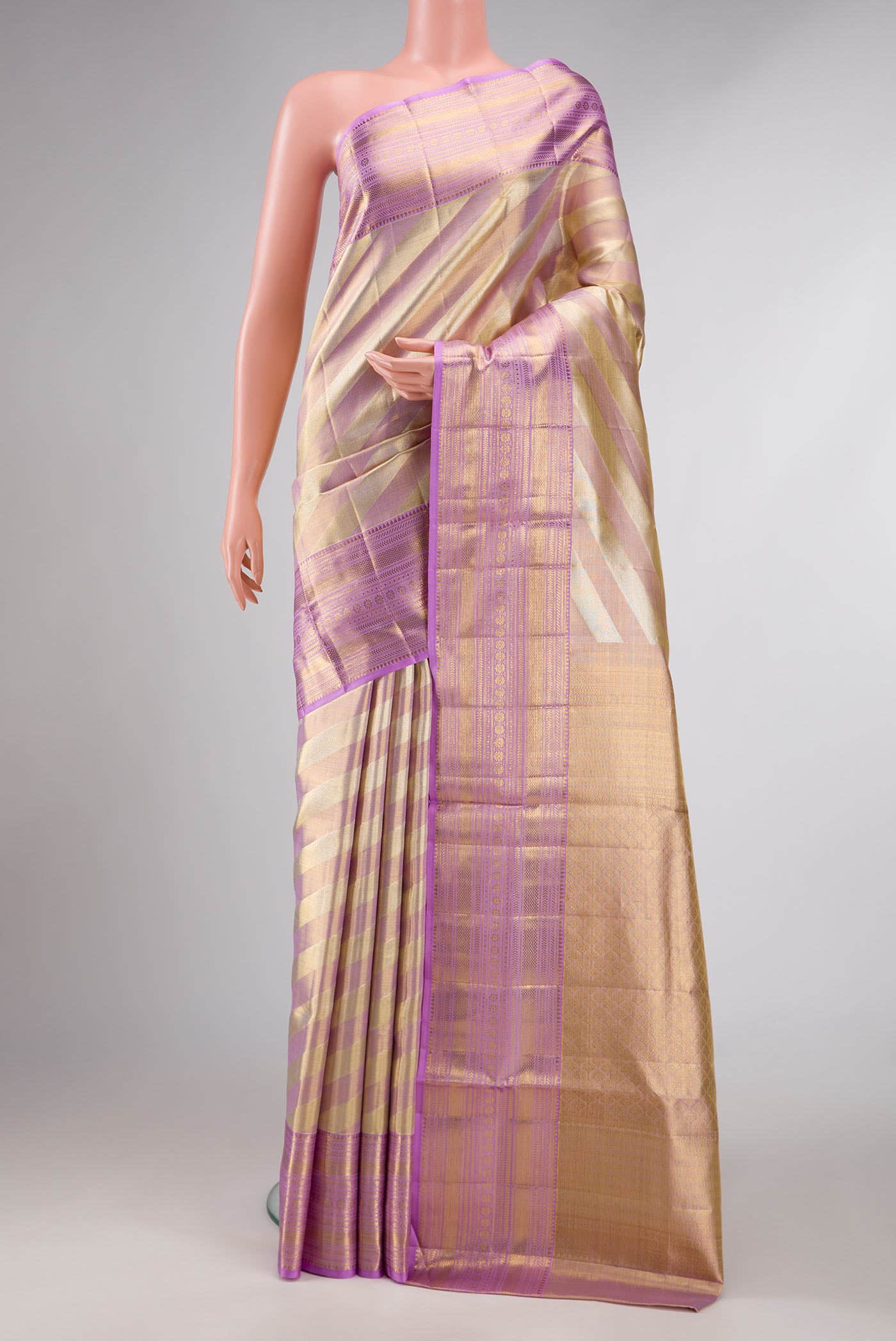Lavender Dual Tone Kanchipuram Tissue Silk Saree