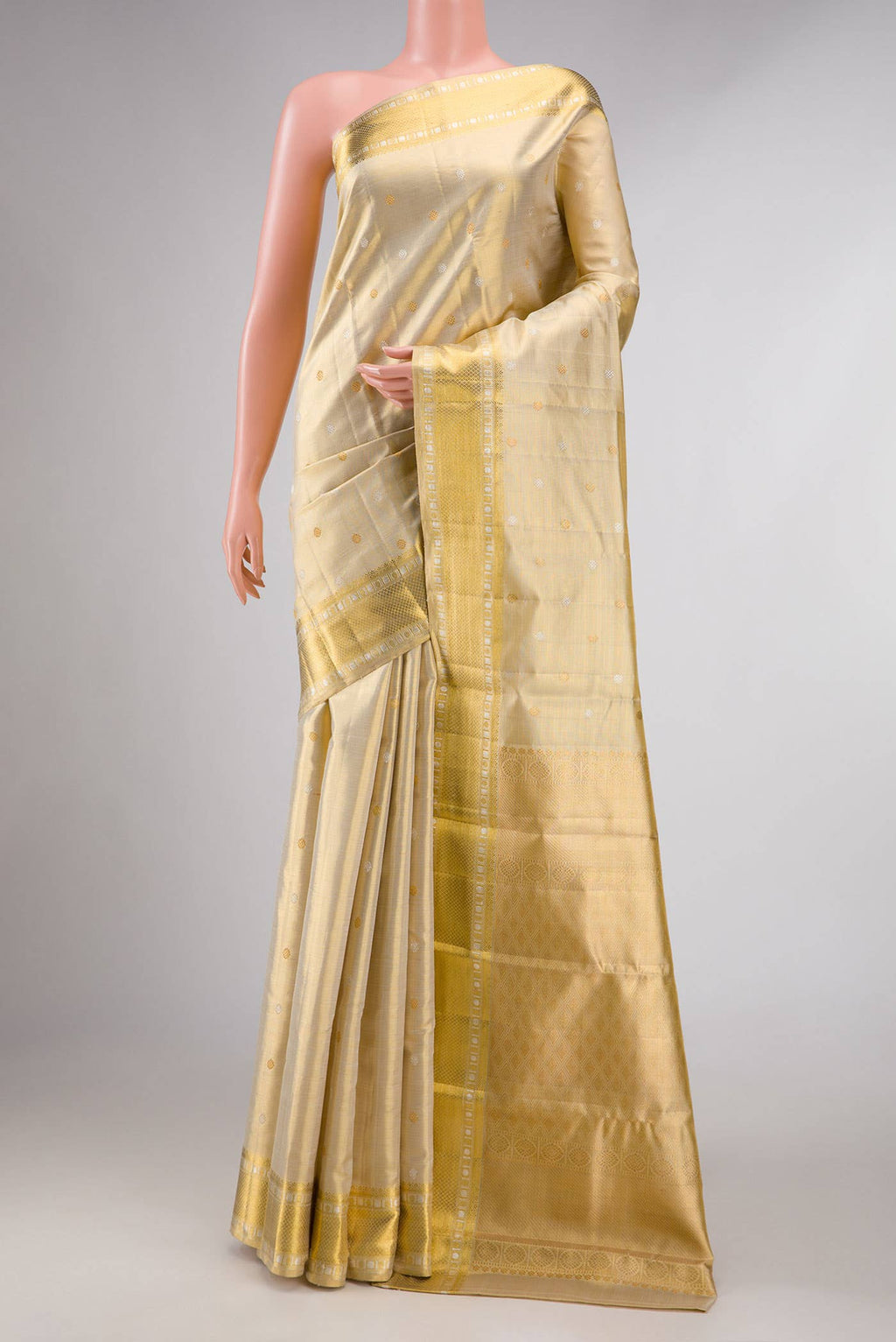 Gold Dual Tone Kanchipuram Tissue Silk Saree