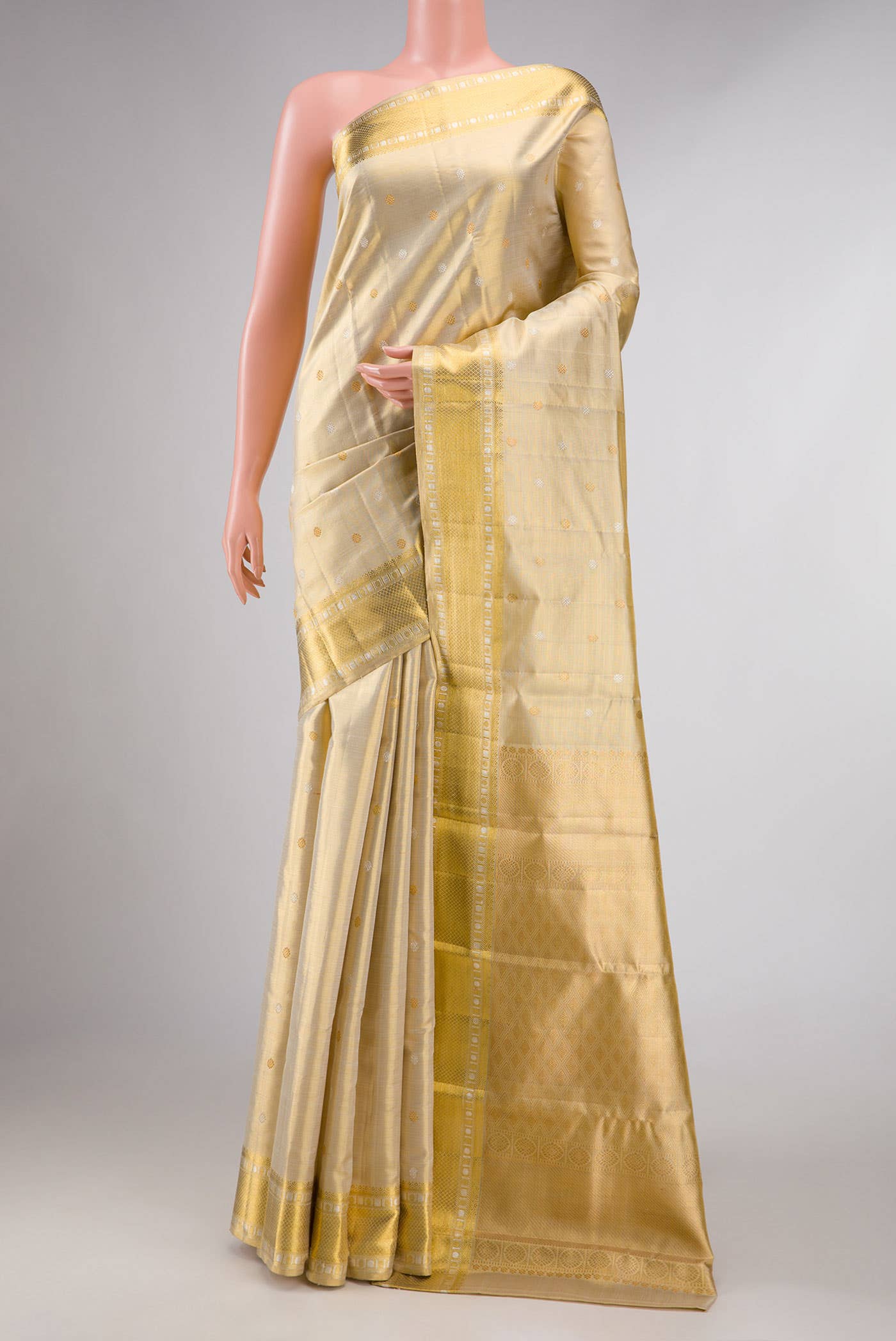 Gold Dual Tone Kanchipuram Tissue Silk Saree