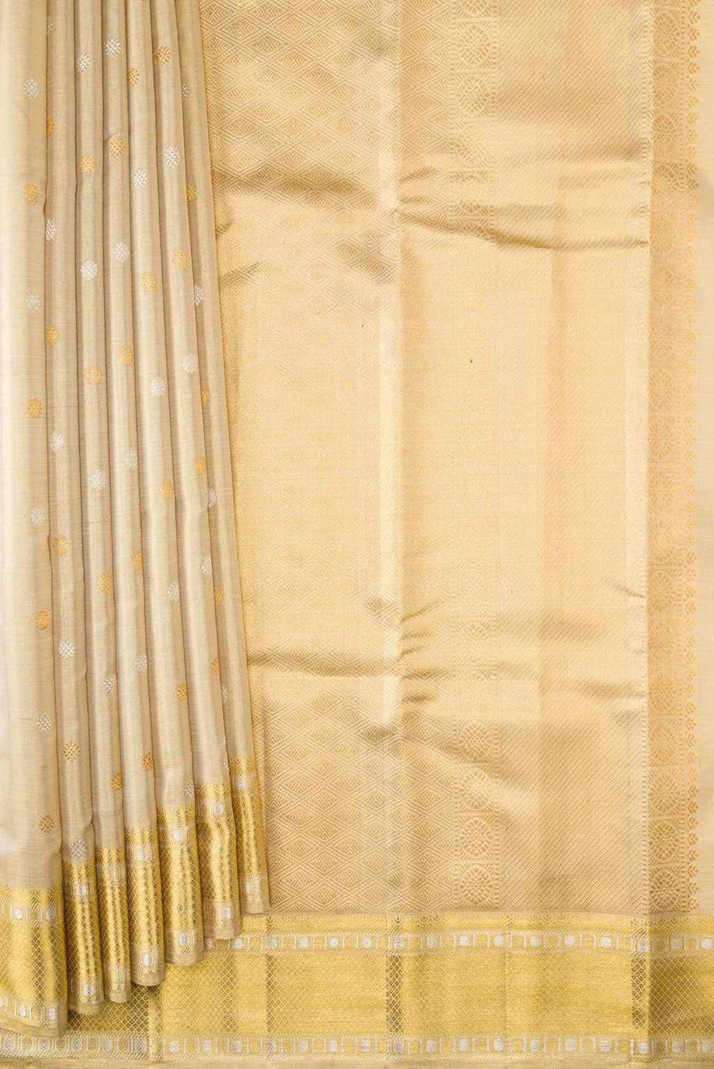 Gold Dual Tone Kanchipuram Tissue Silk Saree