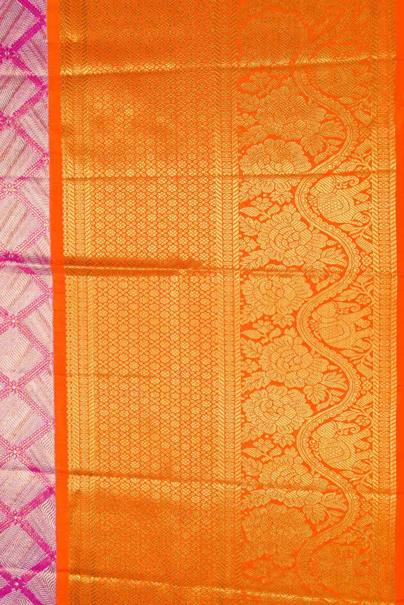Pink Dual Tone Kanjivaram Tissue Silk Saree