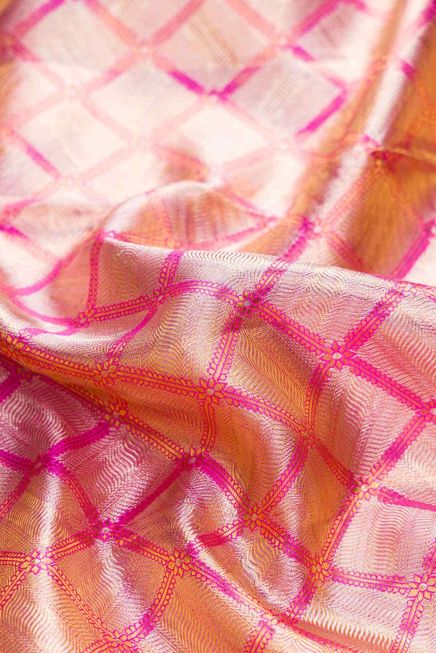 Pink Dual Tone Kanchipuram Tissue Silk Saree