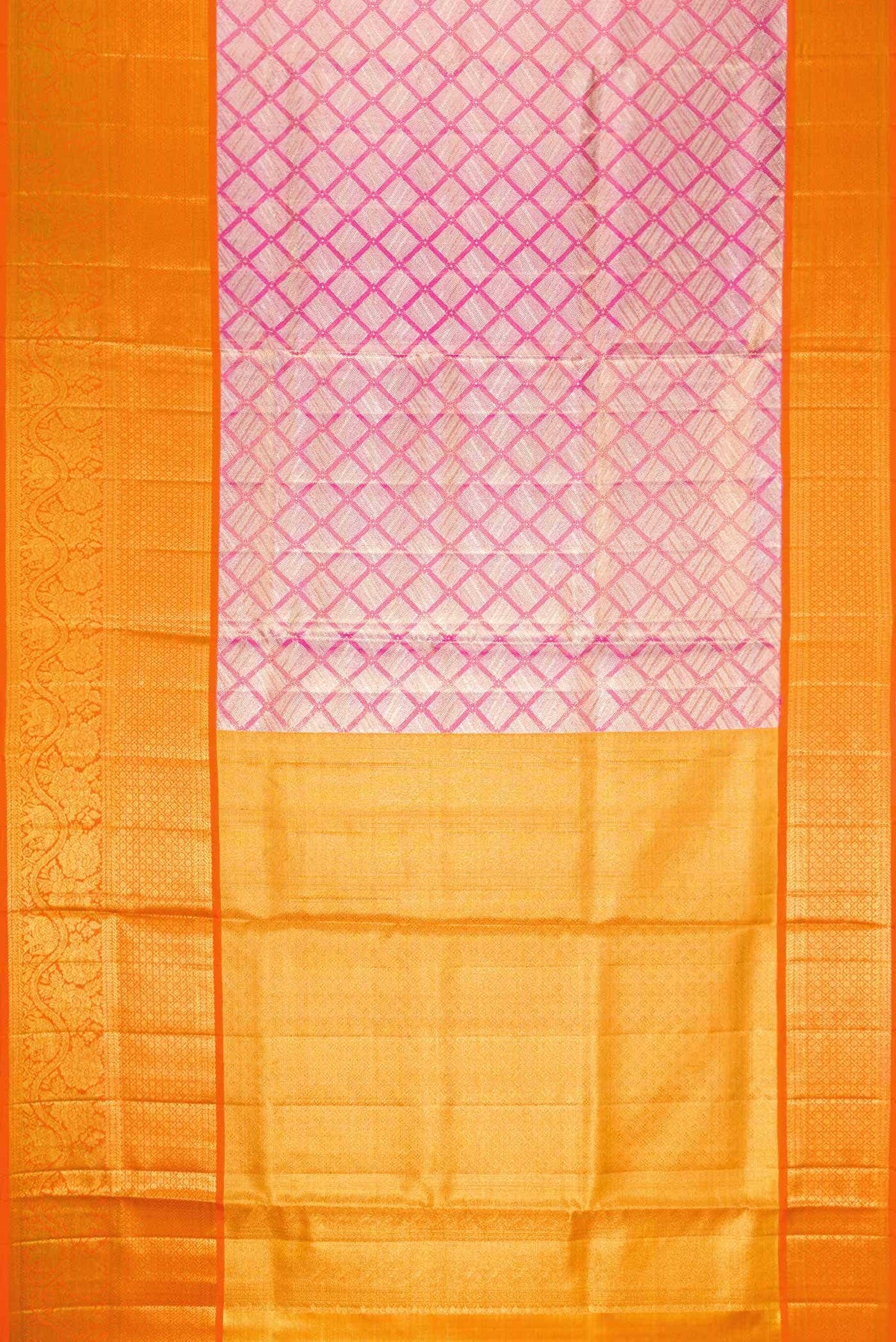 Pink Dual Tone Kanjivaram Tissue Silk Saree
