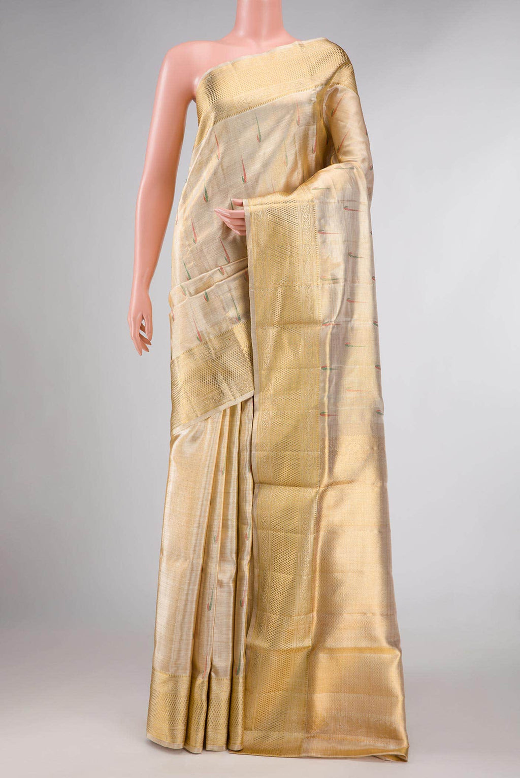 Gold Dual Tone Kanchipuram Tissue Silk Saree
