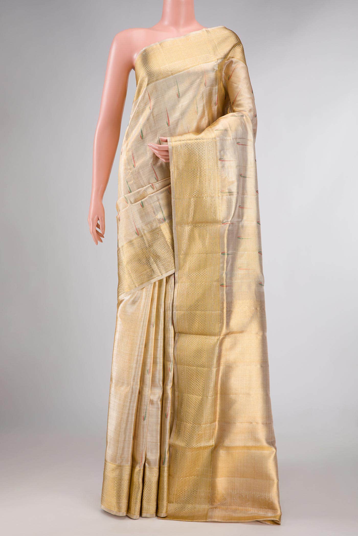 Gold Dual Tone Kanchipuram Tissue Silk Saree