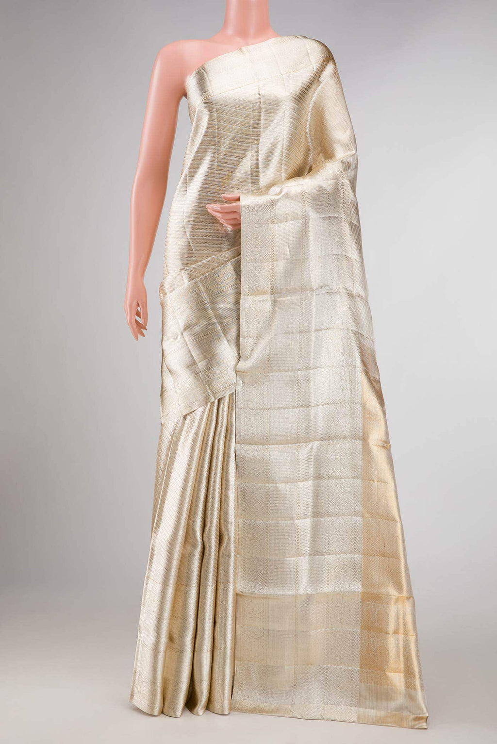 Silver Dual Tone Kanchipuram Tissue Silk Saree