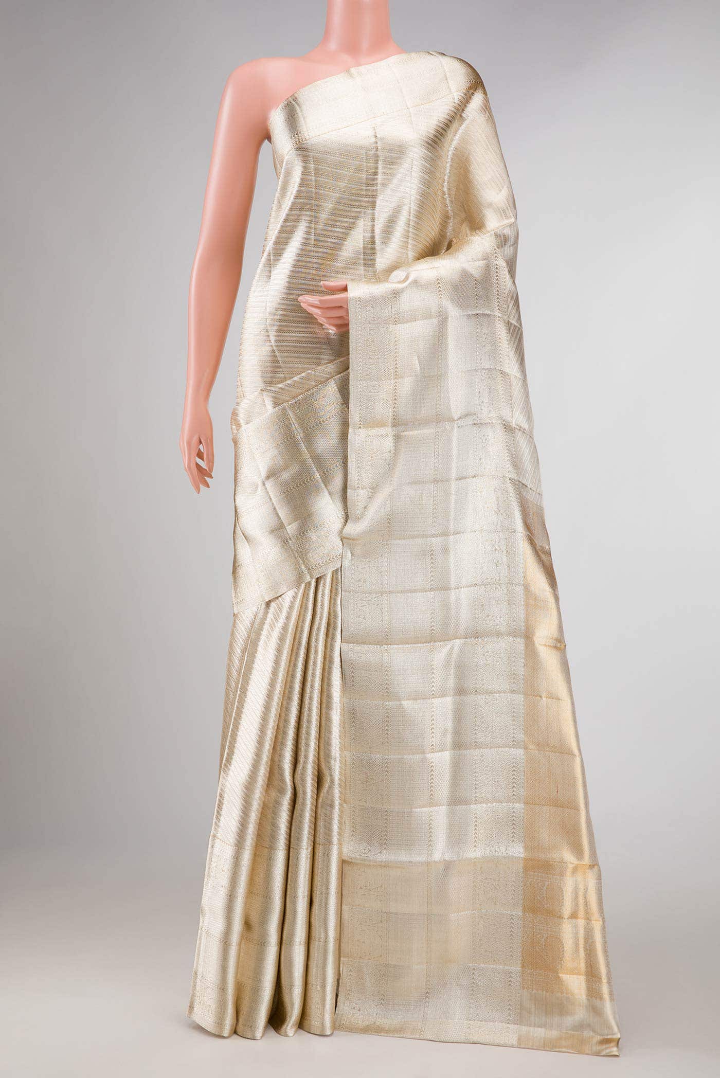 Silver Dual Tone Kanchipuram Tissue Silk Saree