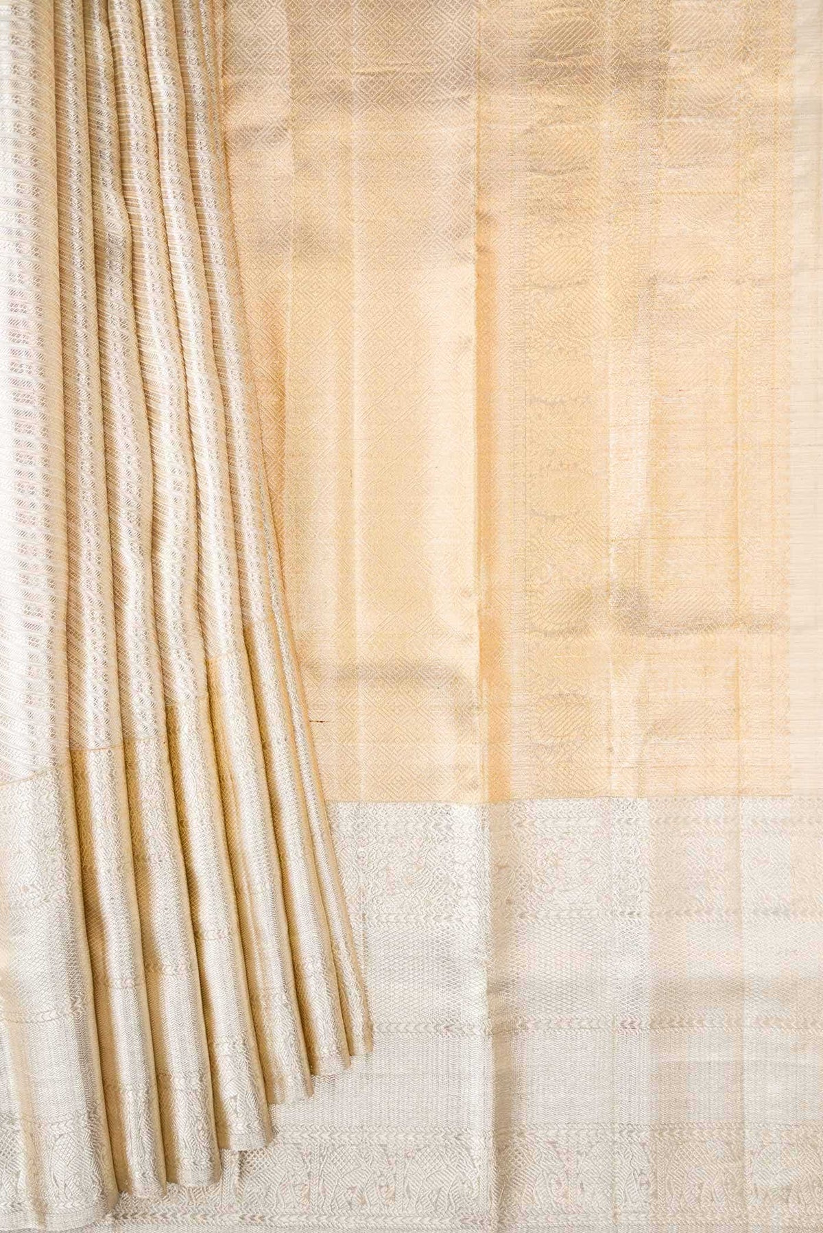 Silver Dual Tone Kanchipuram Tissue Silk Saree