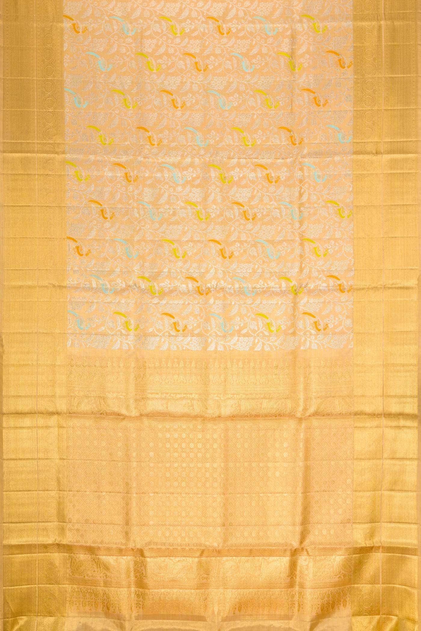 Gold Dual Tone Kanjivaram Tissue Silk Saree