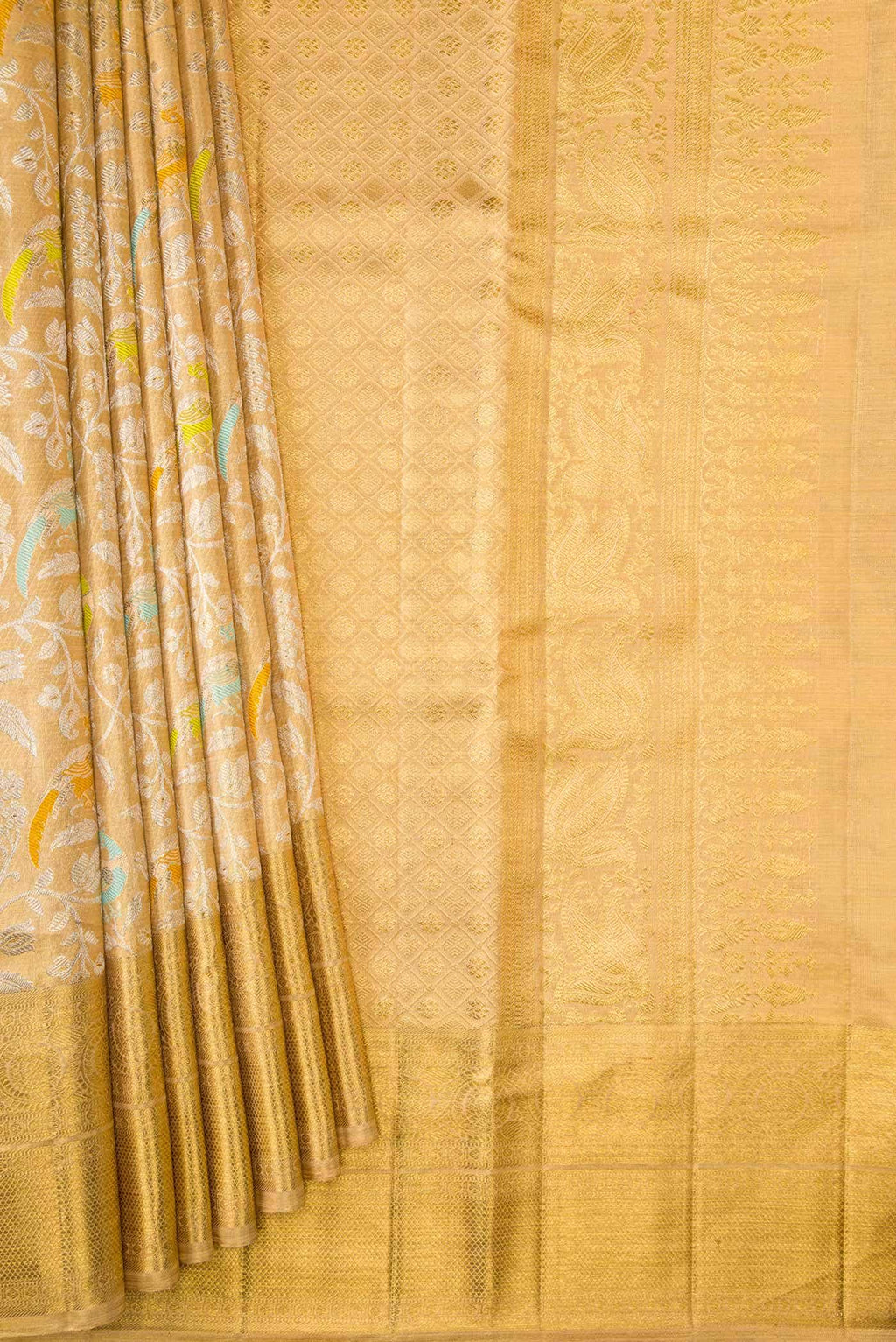 Gold Dual Tone Kanchipuram Tissue Silk Saree
