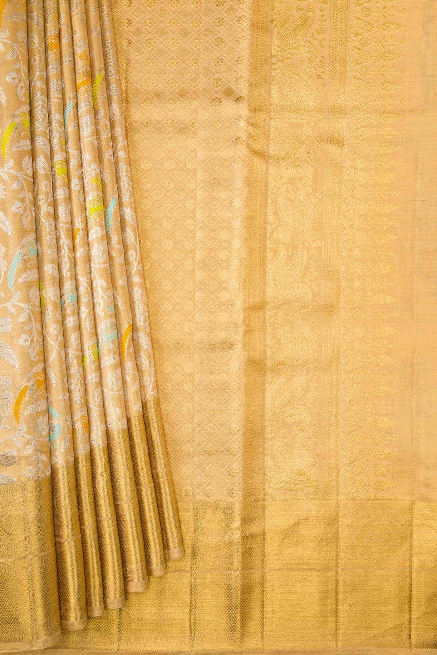 Gold Dual Tone Kanjivaram Tissue Silk Saree