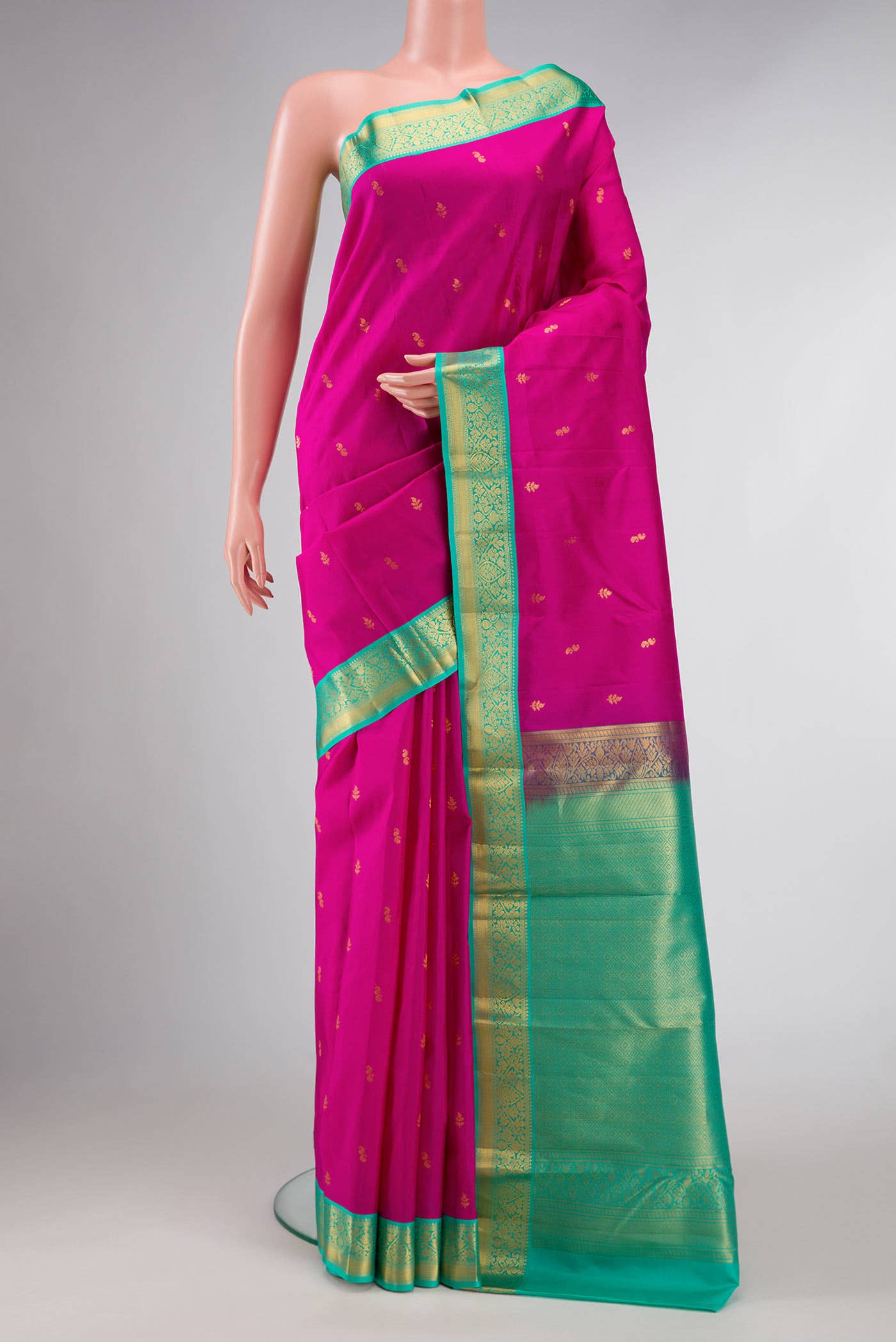 Dark Pink Dual Tone Kanchipuram Silk Saree