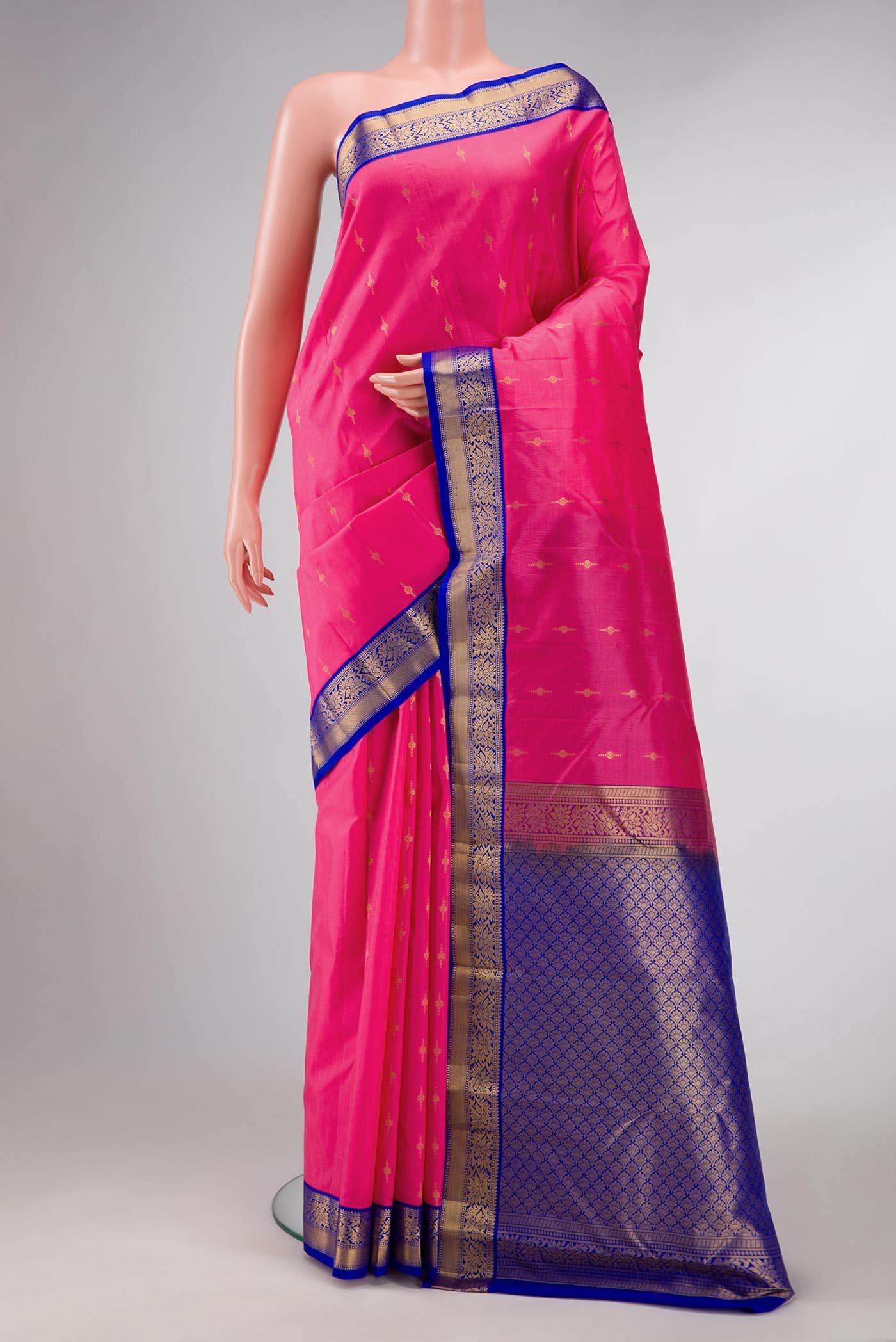 Pink Dual Tone Kanchipuram Silk Saree