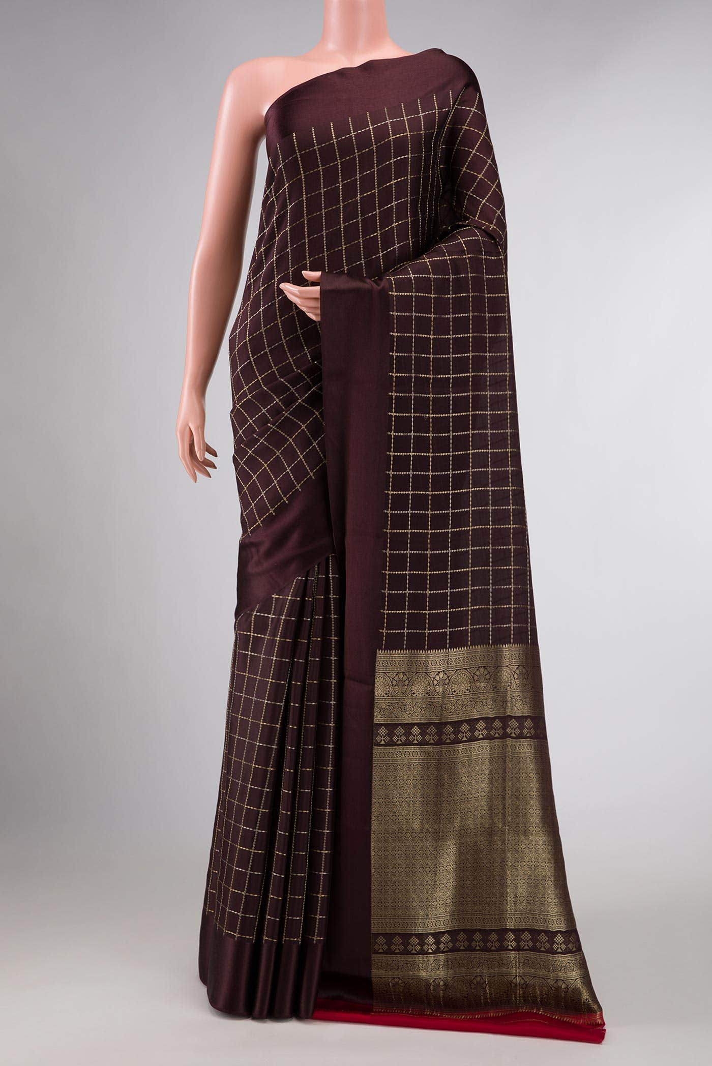 Burgundy Dual Tone Mysore Crepe Saree
