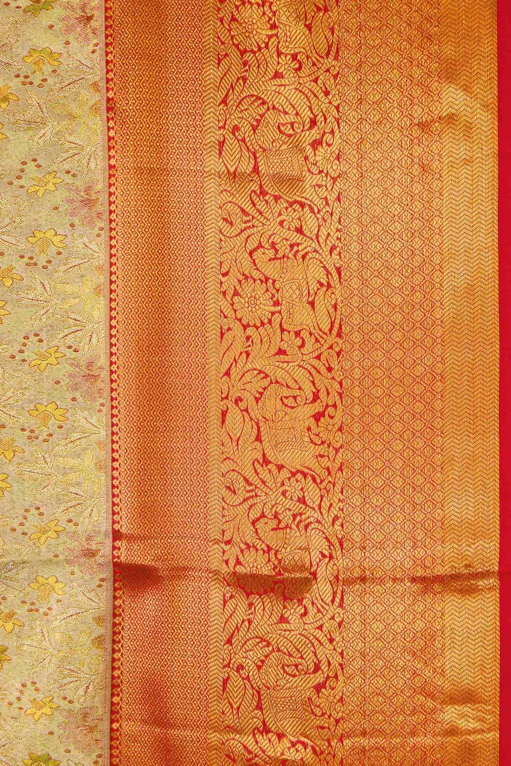 Gold Dual Tone Kanchipuram Tissue Silk Saree