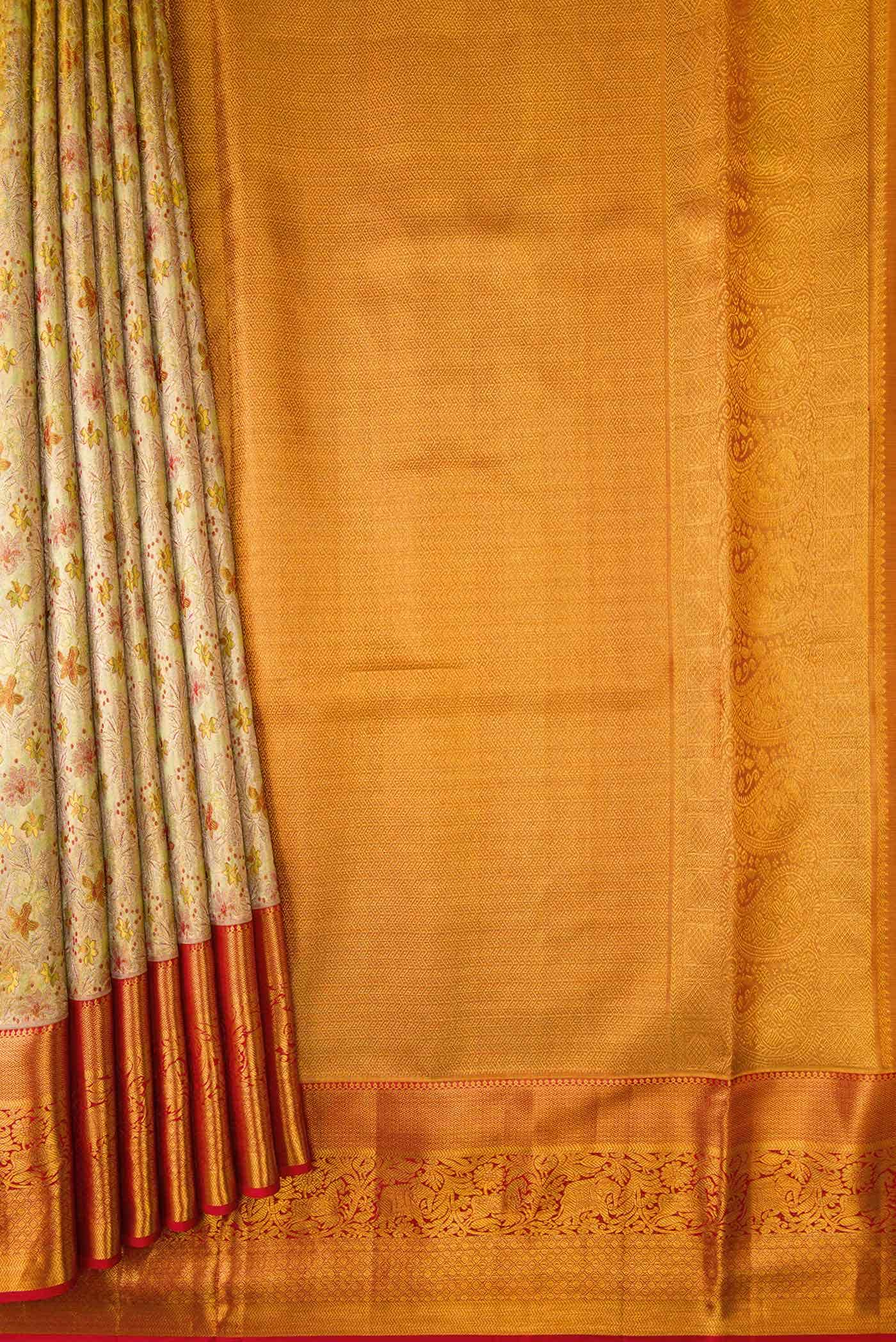 Gold Dual Tone Kanchipuram Tissue Silk Saree