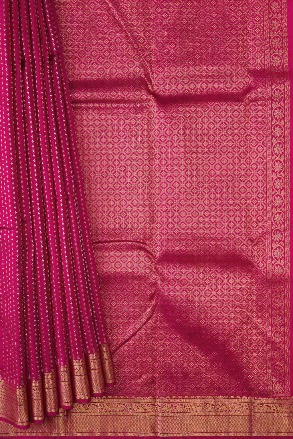 Dark Pink Dual Tone Kanchipuram Silk Saree