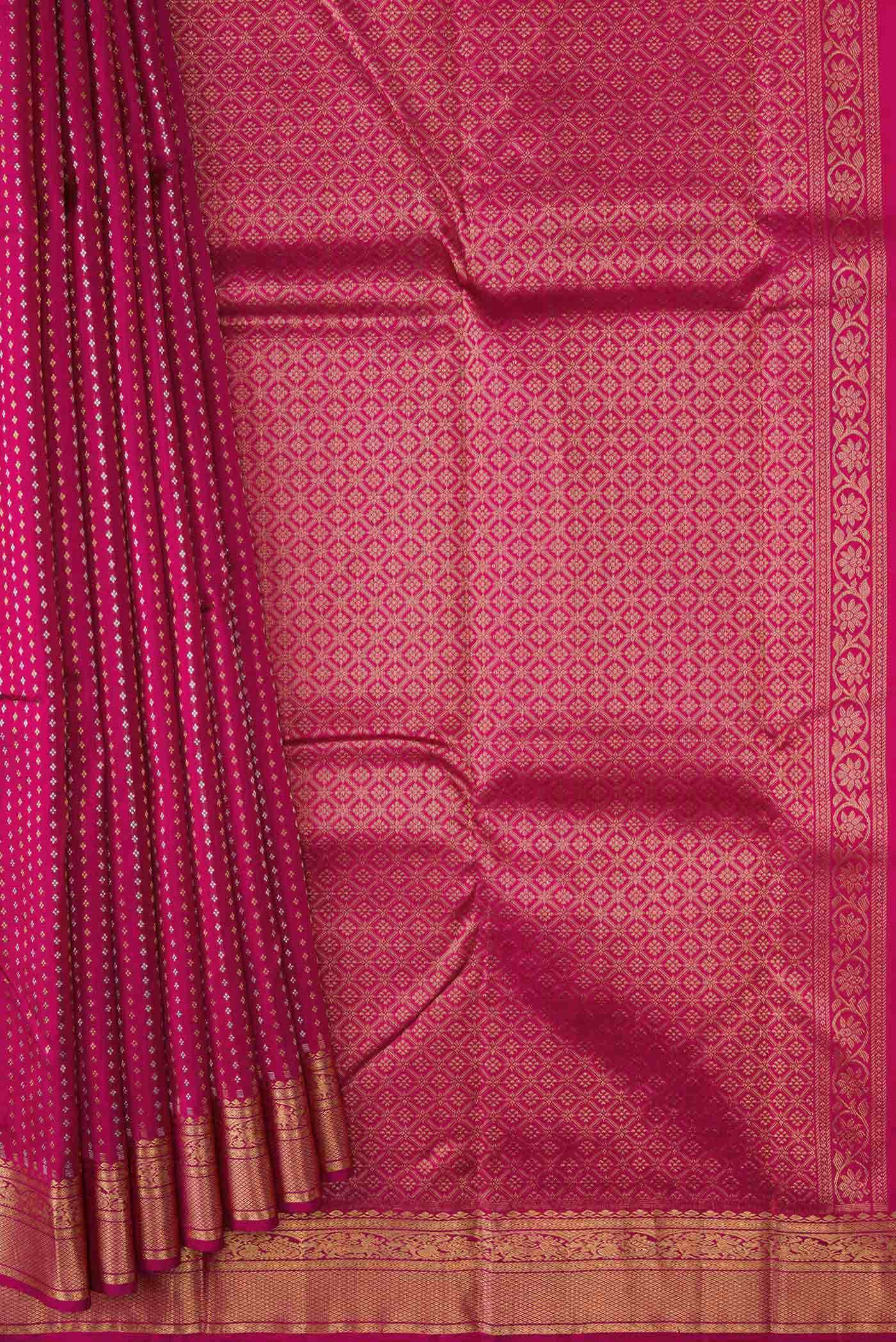 Dark Pink Dual Tone Kanchipuram Silk Saree