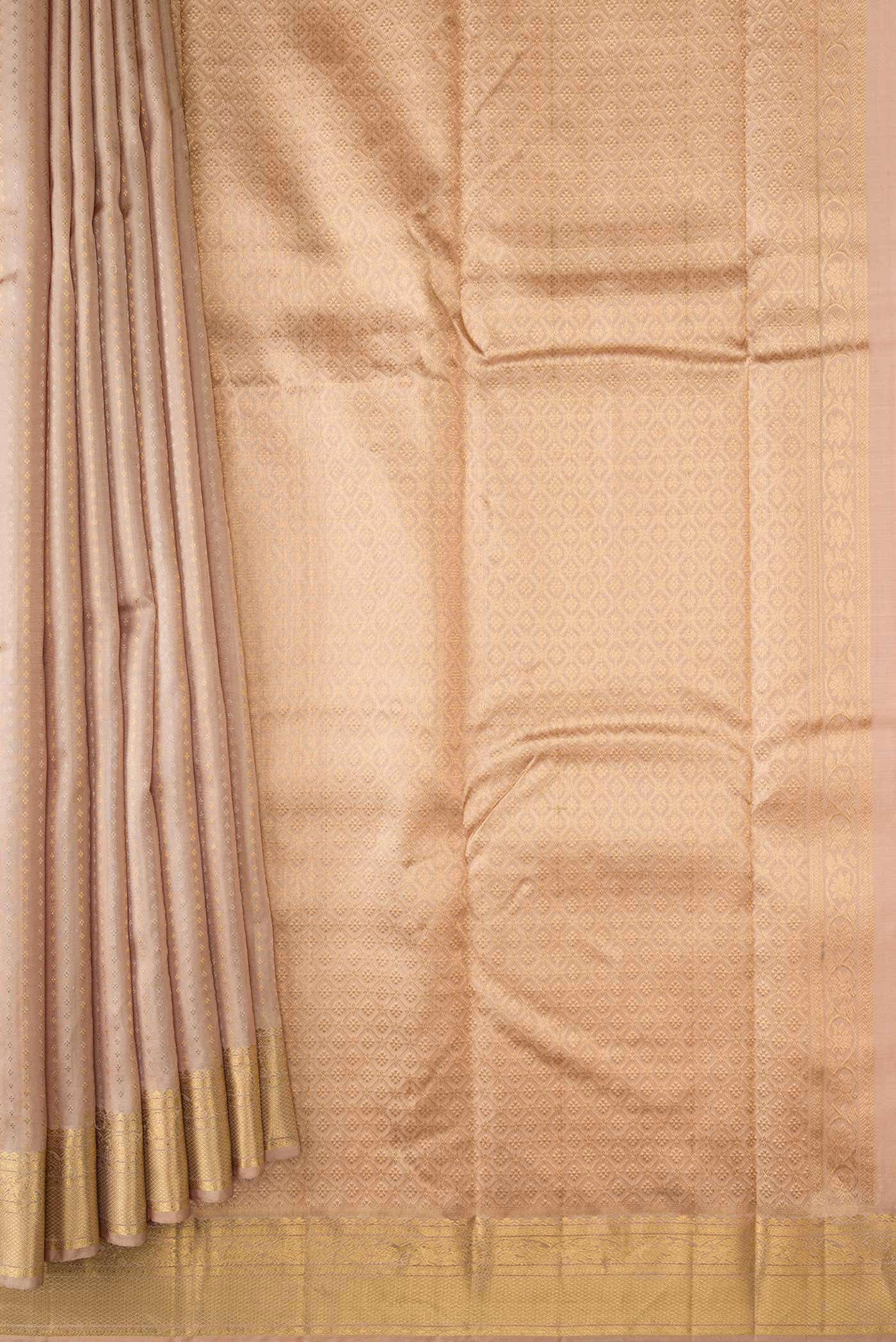 Dark Beige Dual Tone Kanchipuram Silk Saree