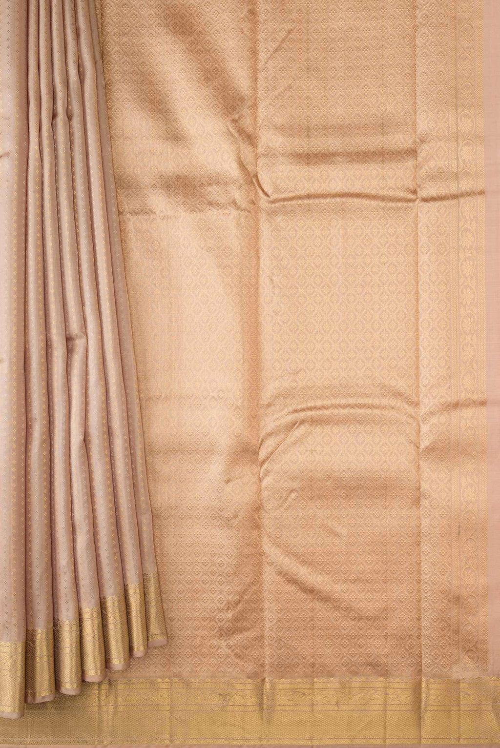 Dark Beige Dual Tone Kanchipuram Silk Saree