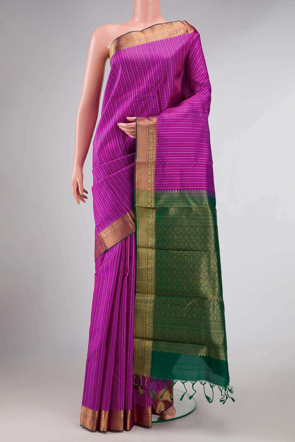 Pink Dual Tone Kanchipuram Silk Saree