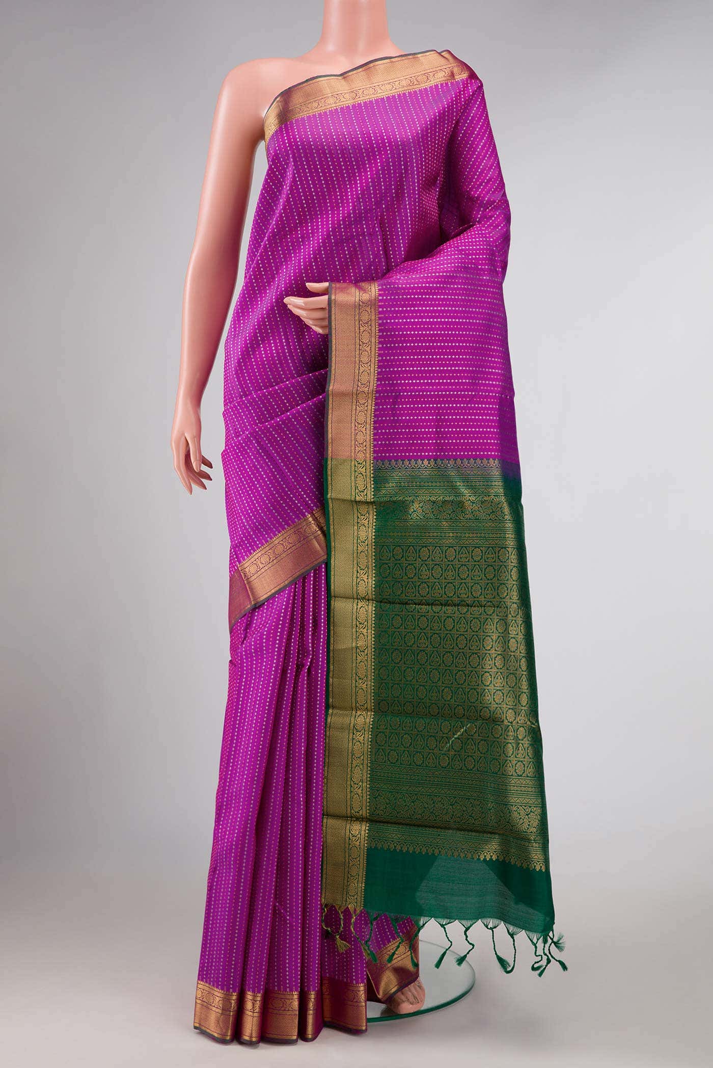 Pink Dual Tone Kanchipuram Silk Saree