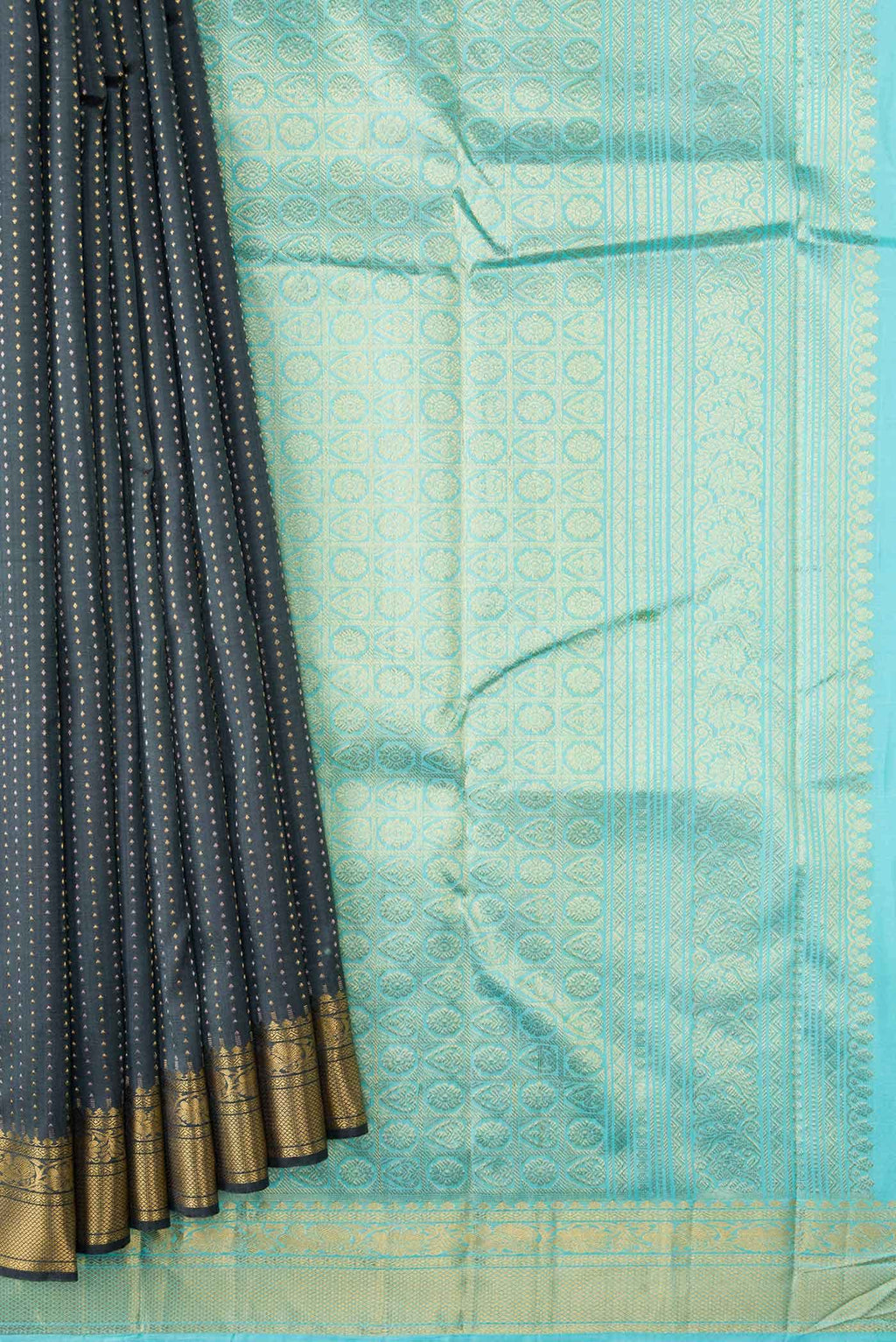 Grey Dual Tone Kanchipuram Silk Saree