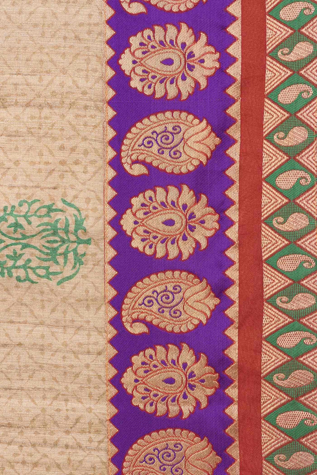 Beige Tussar Saree