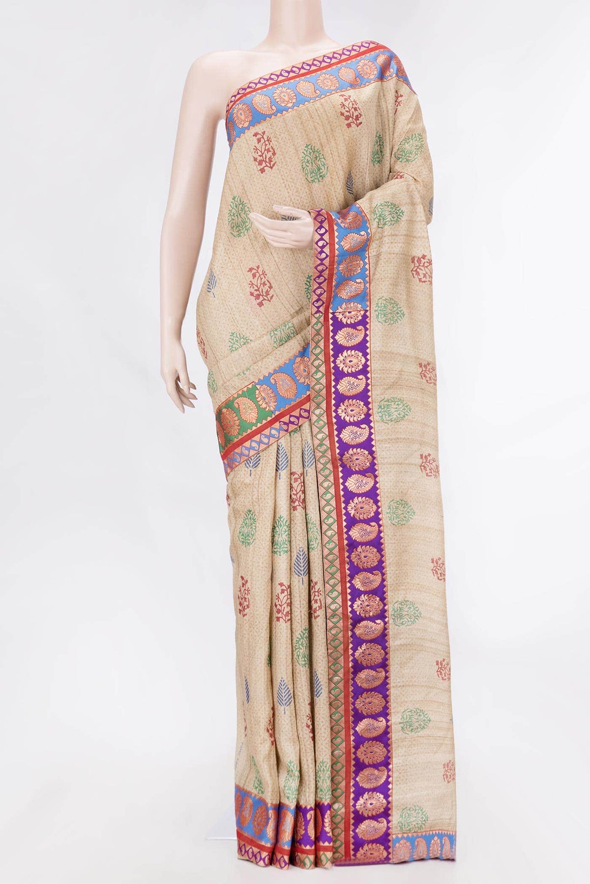 Beige Tussar Saree