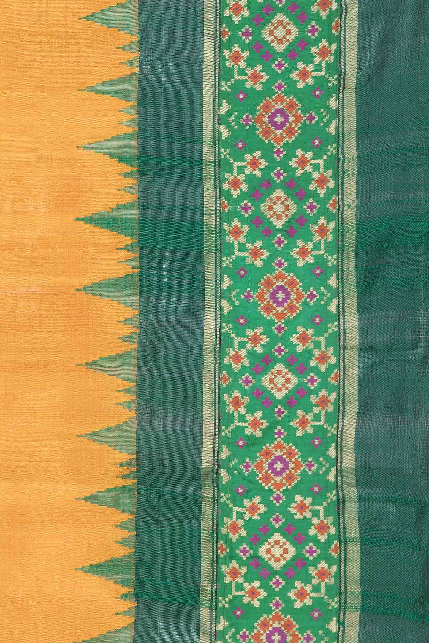 Mustard Dual Tone Raw Silk Saree