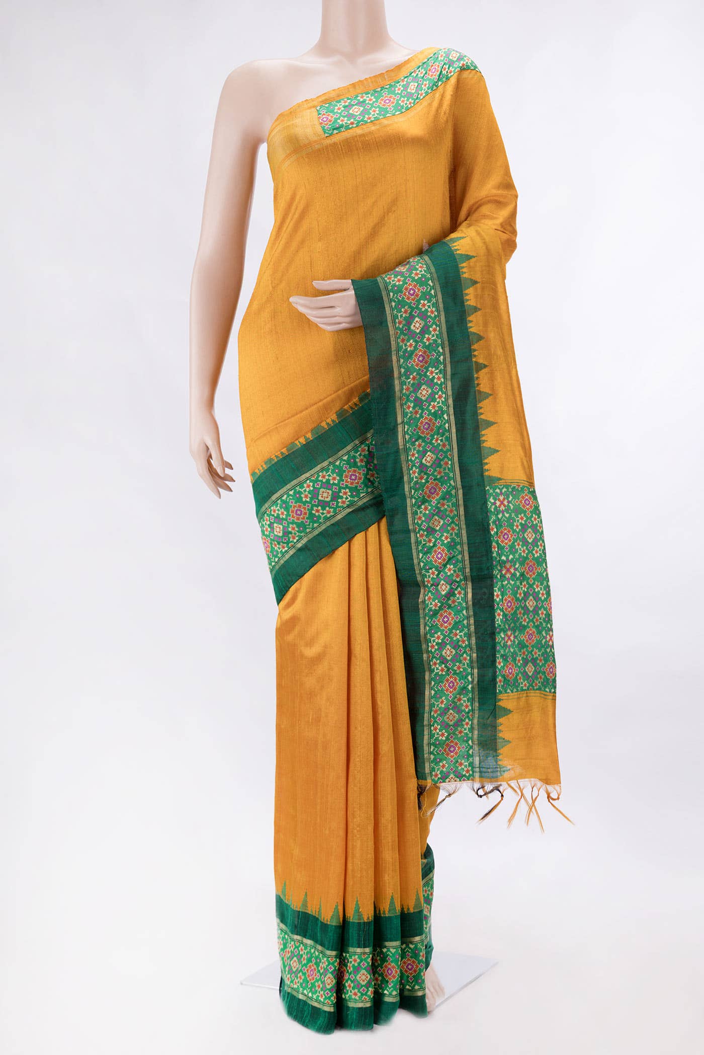 Mustard Dual Tone Raw Silk Saree