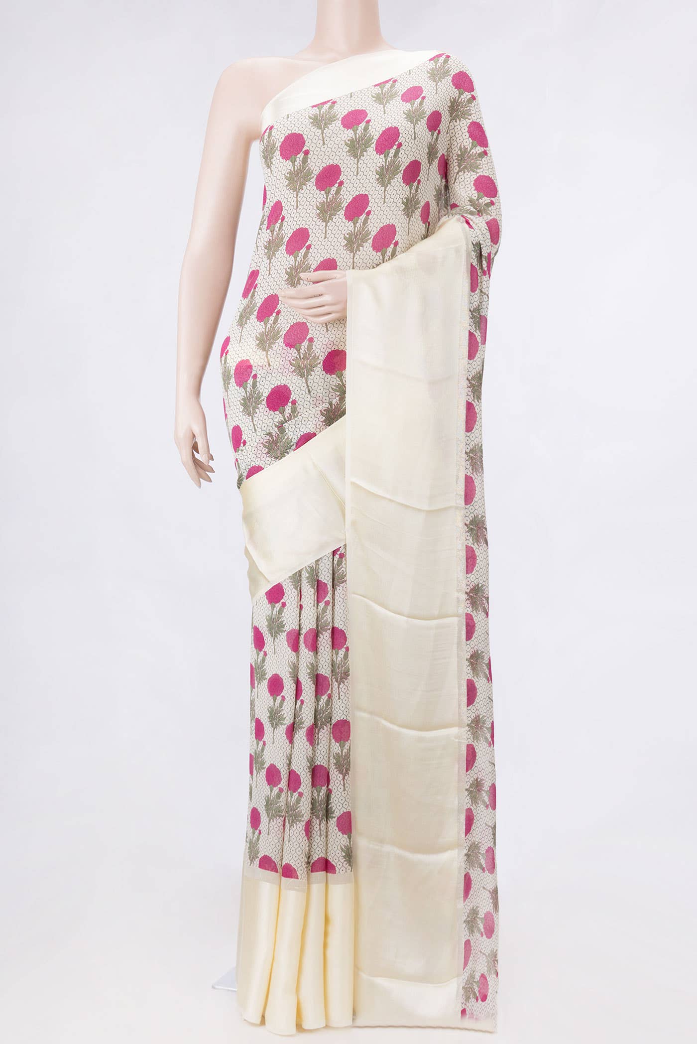 Sandal Dual Tone Mysore Crepe Saree