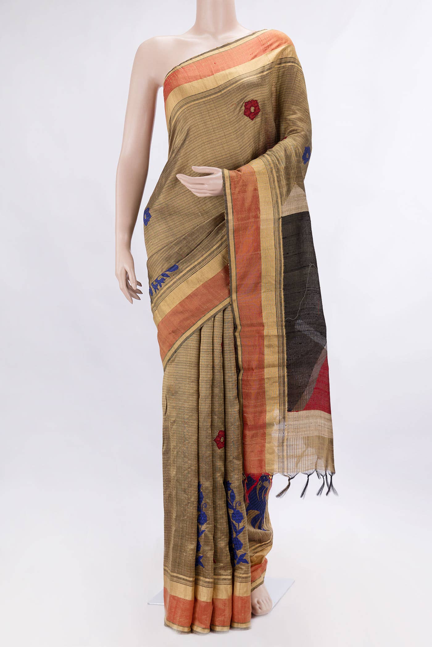 Black Dual Tone Raw Silk Saree