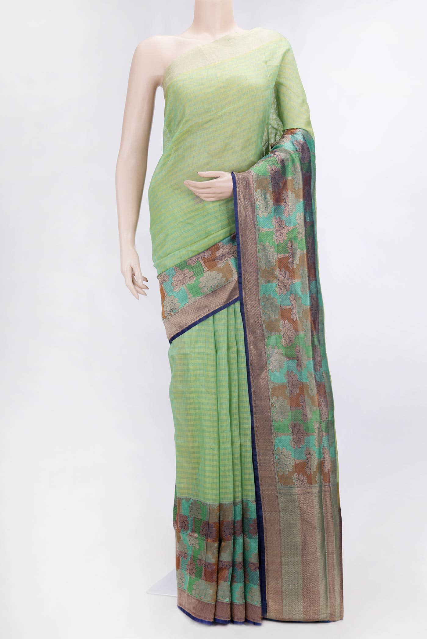 Green Dual Tone Linen Saree