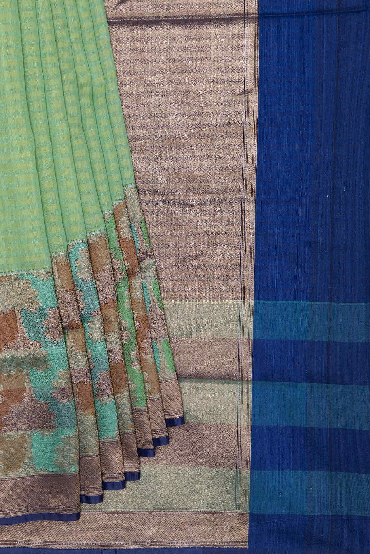 Green Dual Tone Linen Saree