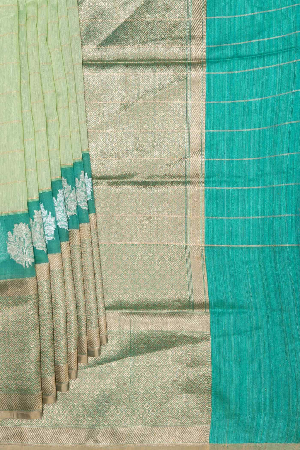 Pista Green Dual Tone Linen Saree