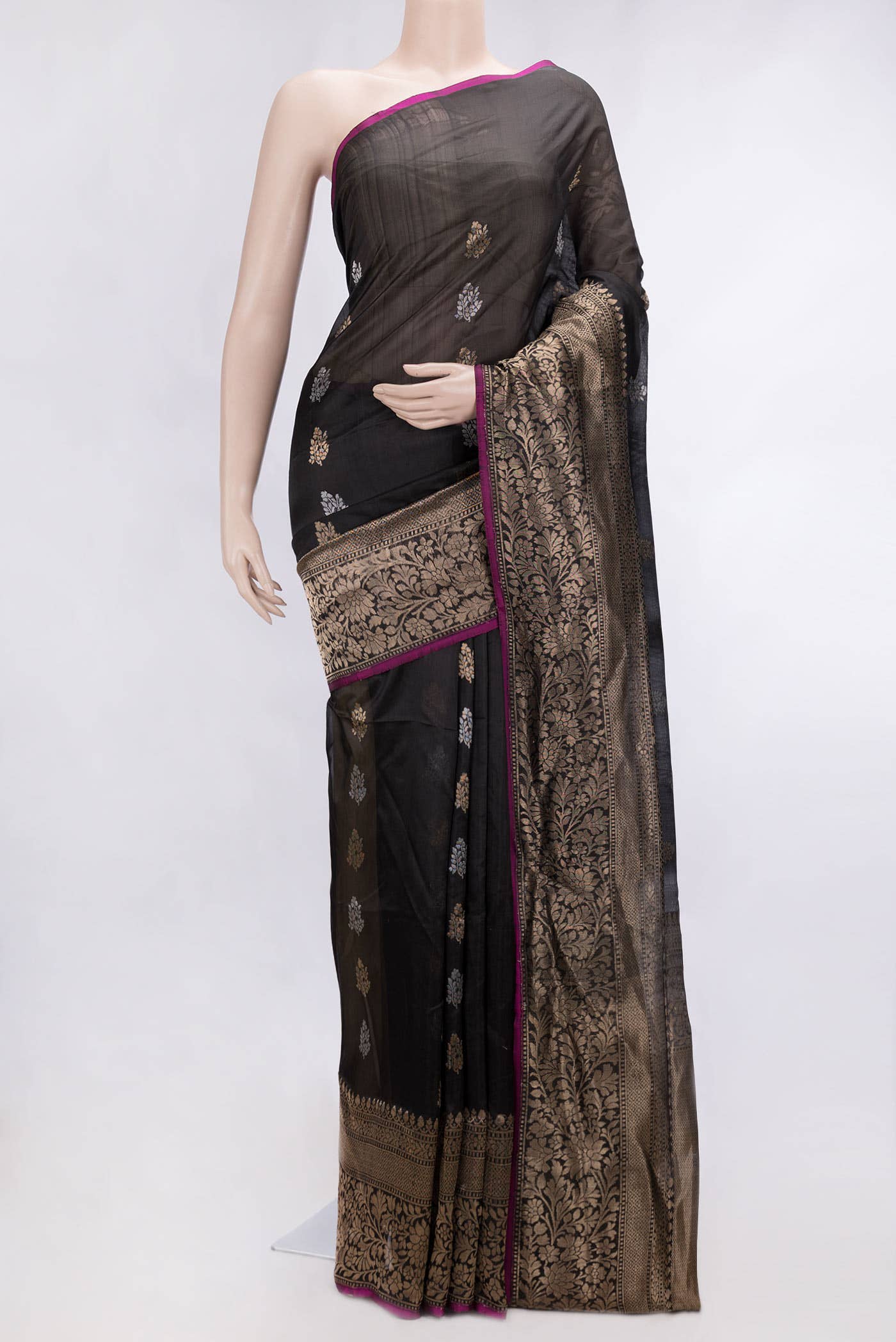 Black Dual Tone Chanderi Silk Saree