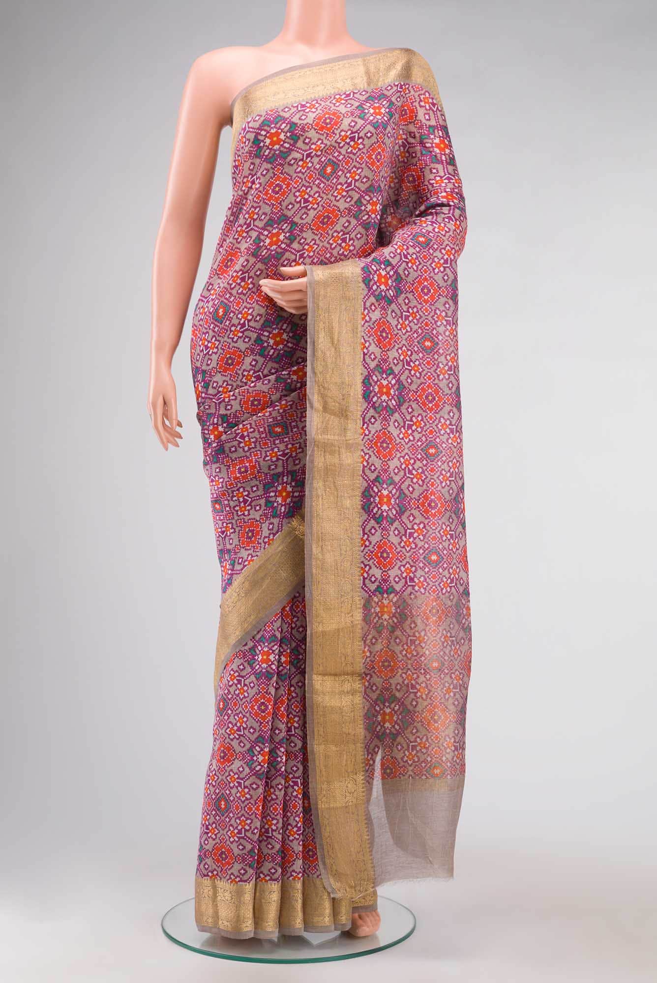 Grey Linen Cotton Saree