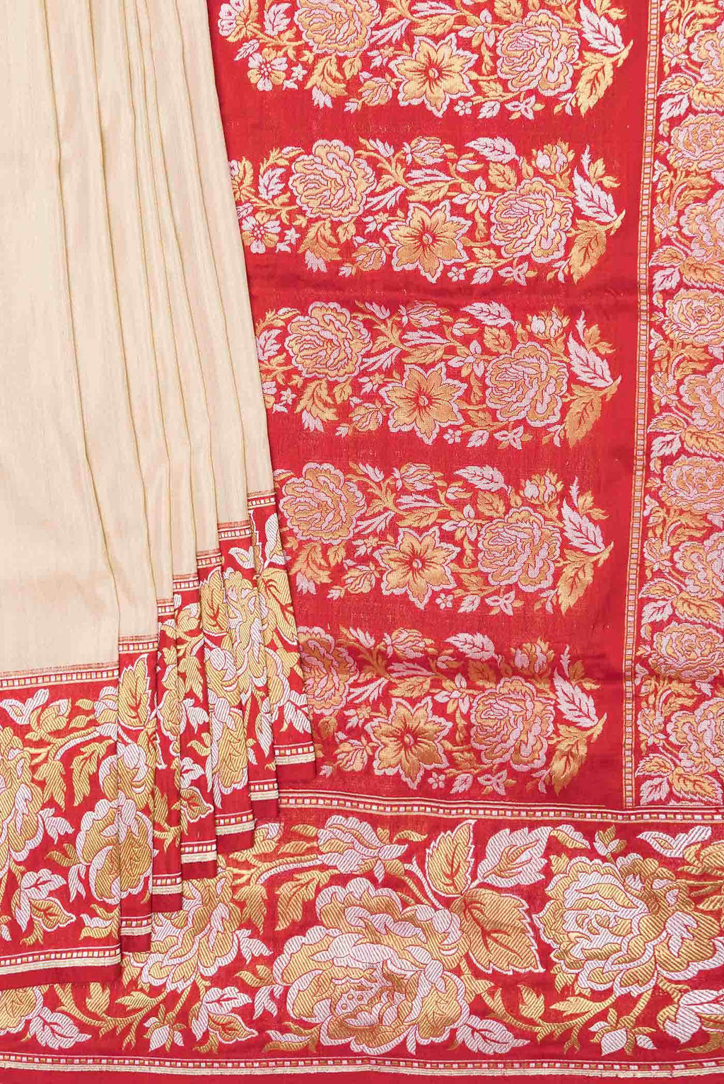 Beige Dual Tone Tussar Silk Saree