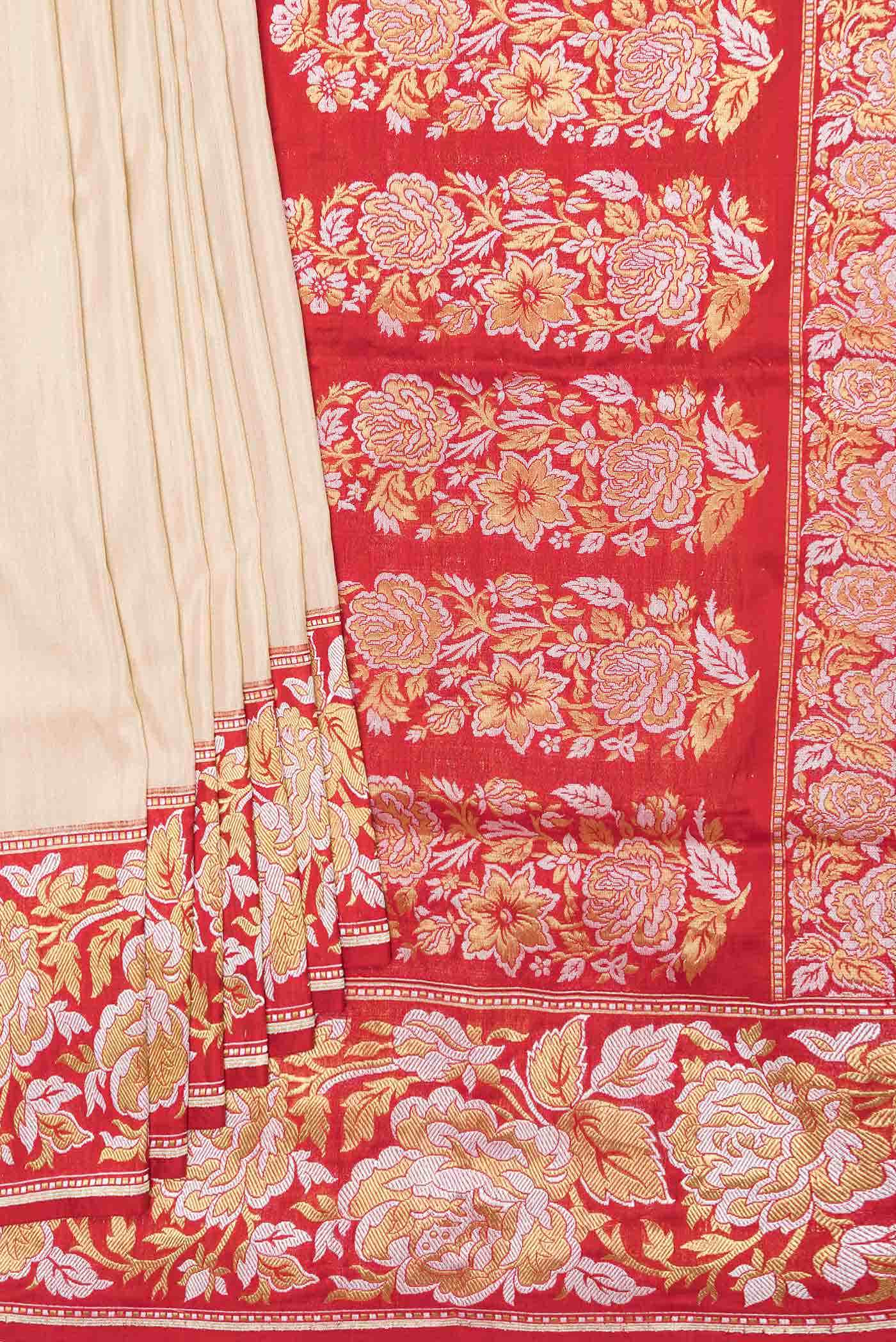Beige Dual Tone Tussar Silk Saree
