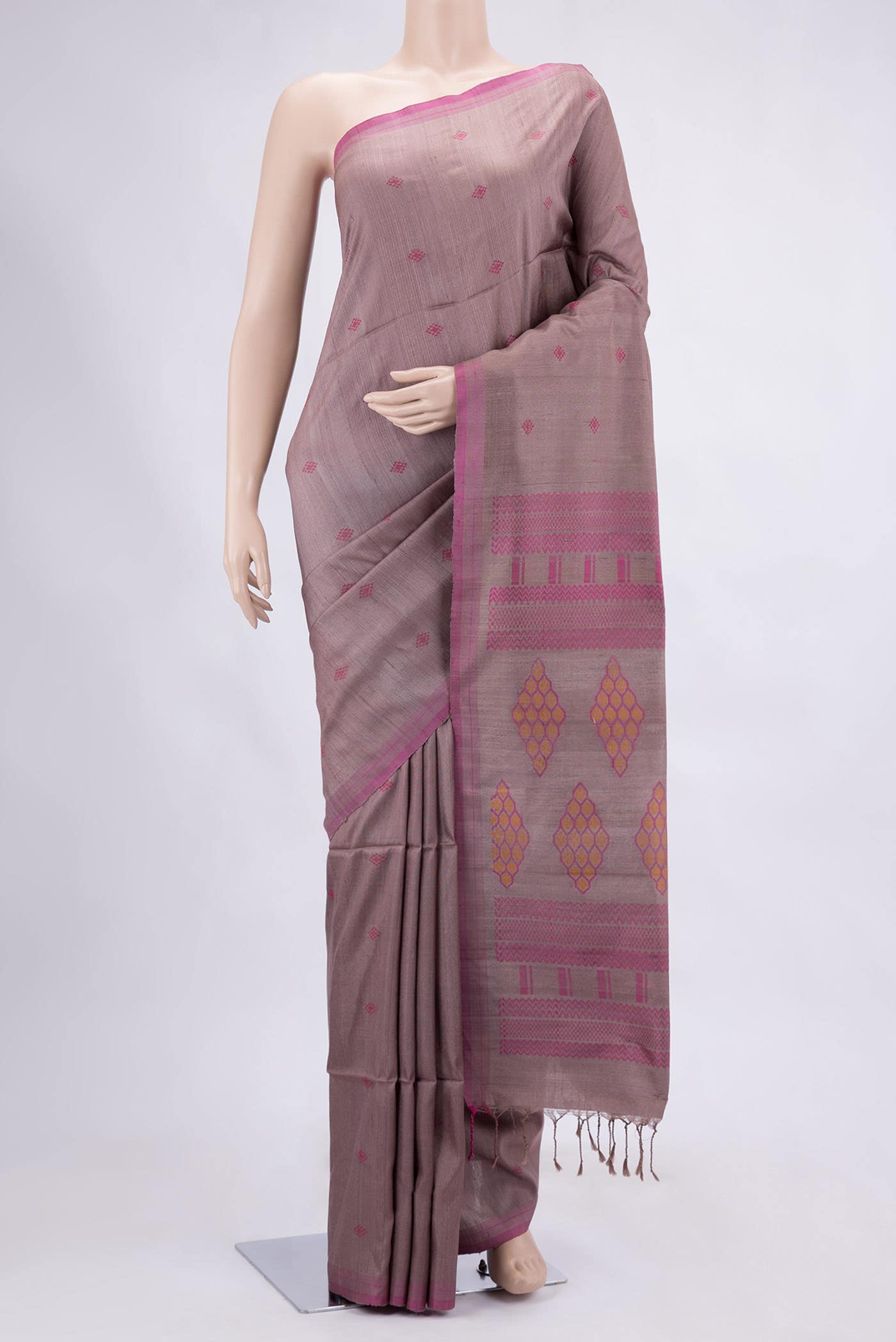 Rose Gold Dual Tone Tussar Silk Saree