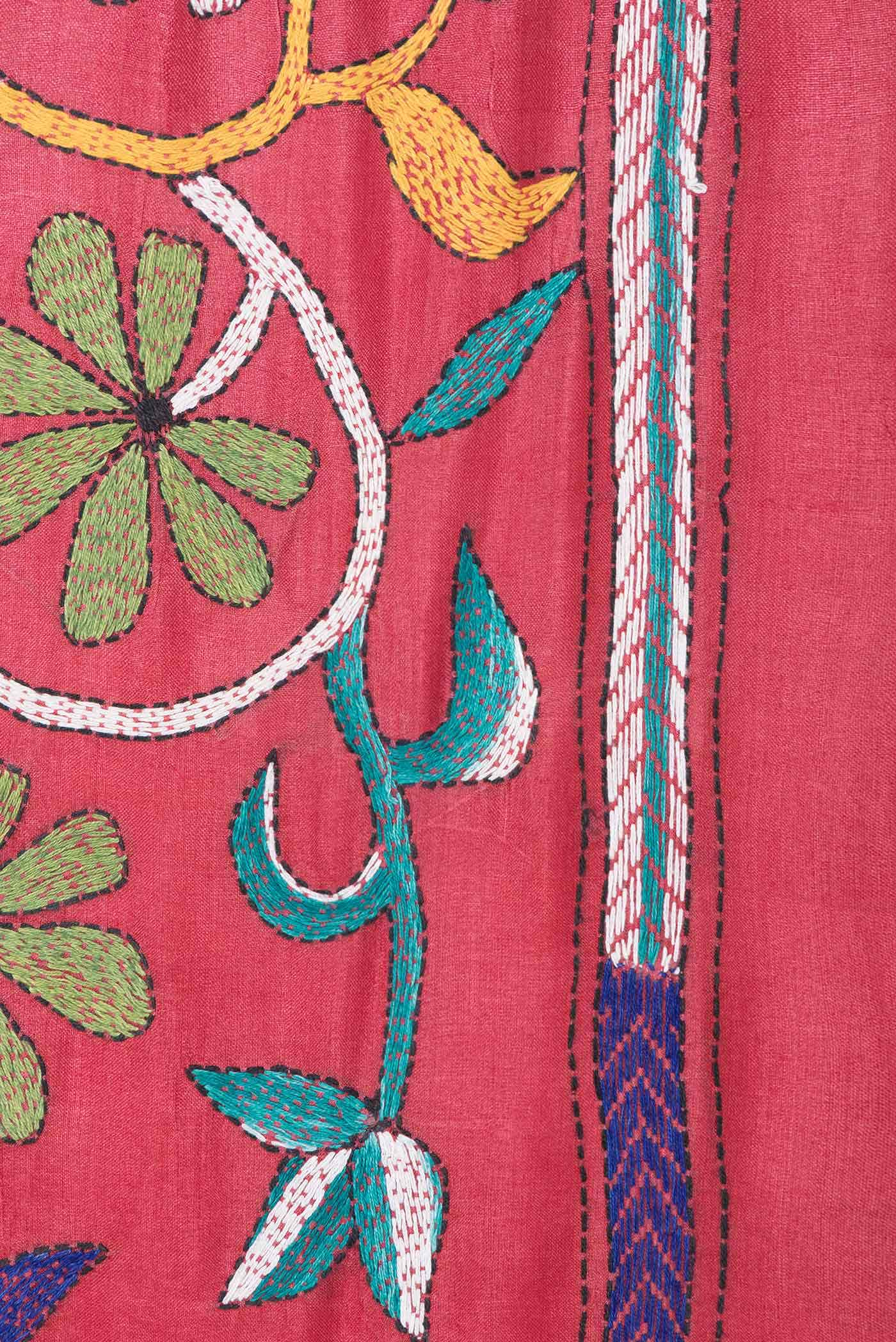 Dark Pink Dual Tone Tussar Saree
