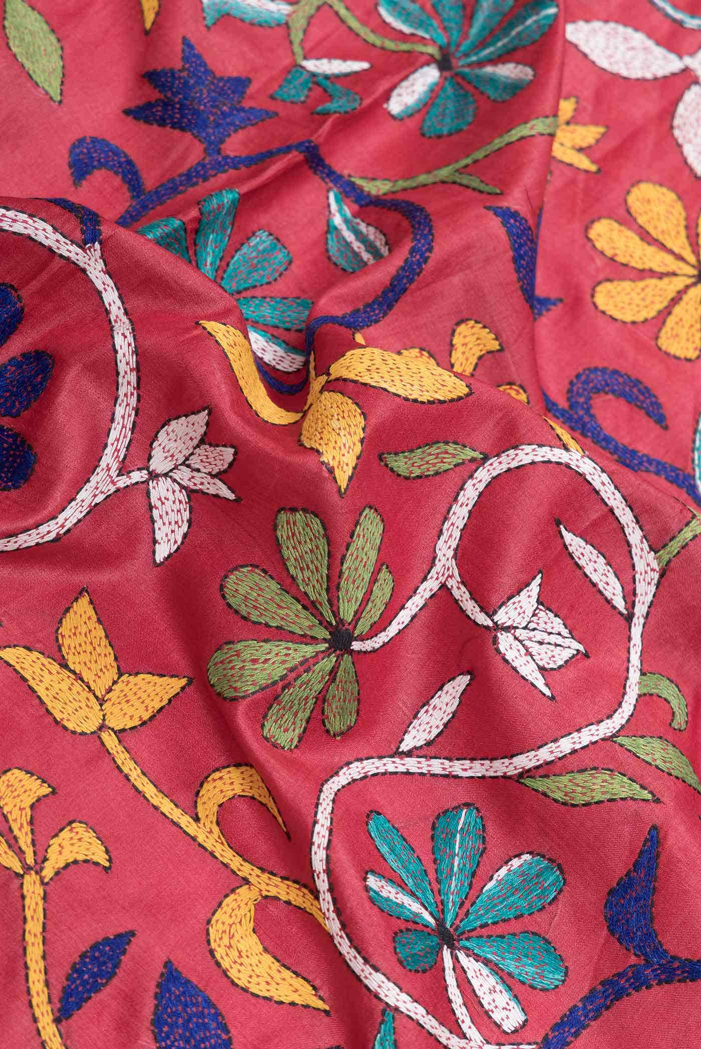 Dark Pink Dual Tone Tussar Saree