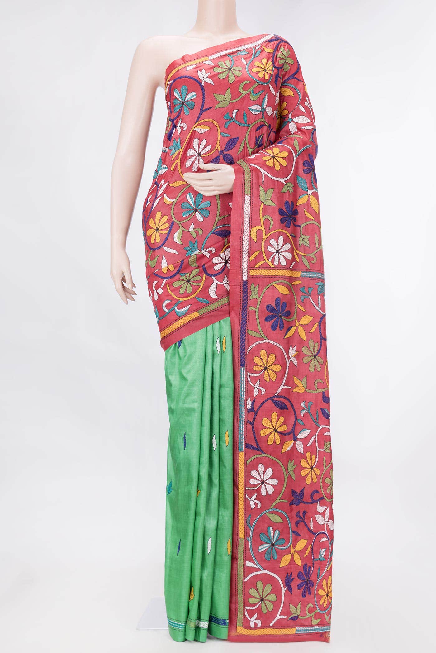 Dark Pink Dual Tone Tussar Saree