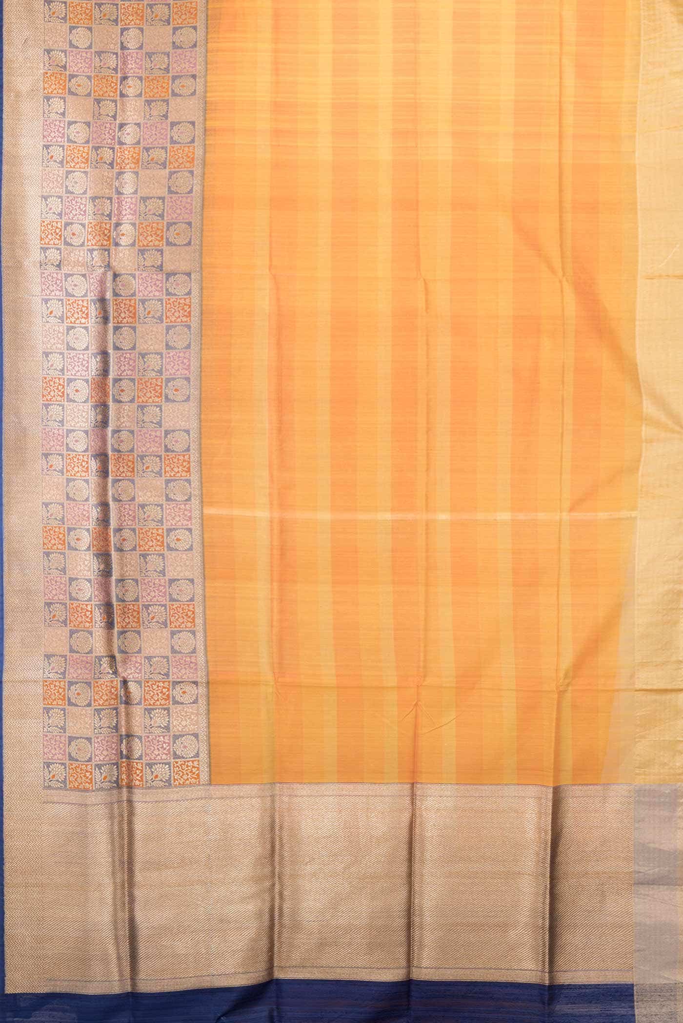 Orange and Gold Dual Tone Linen Saree
