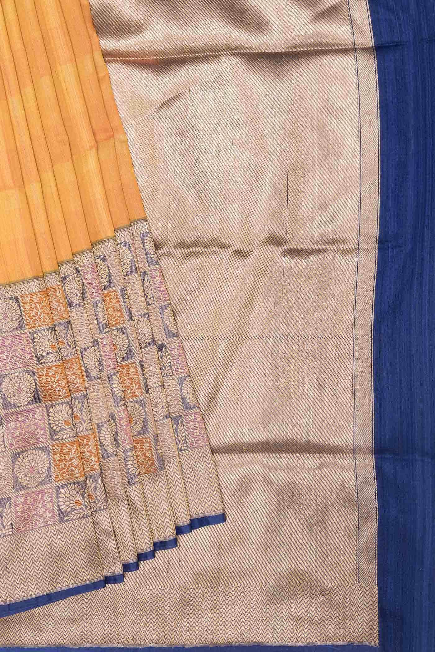 Orange and Gold Dual Tone Linen Saree